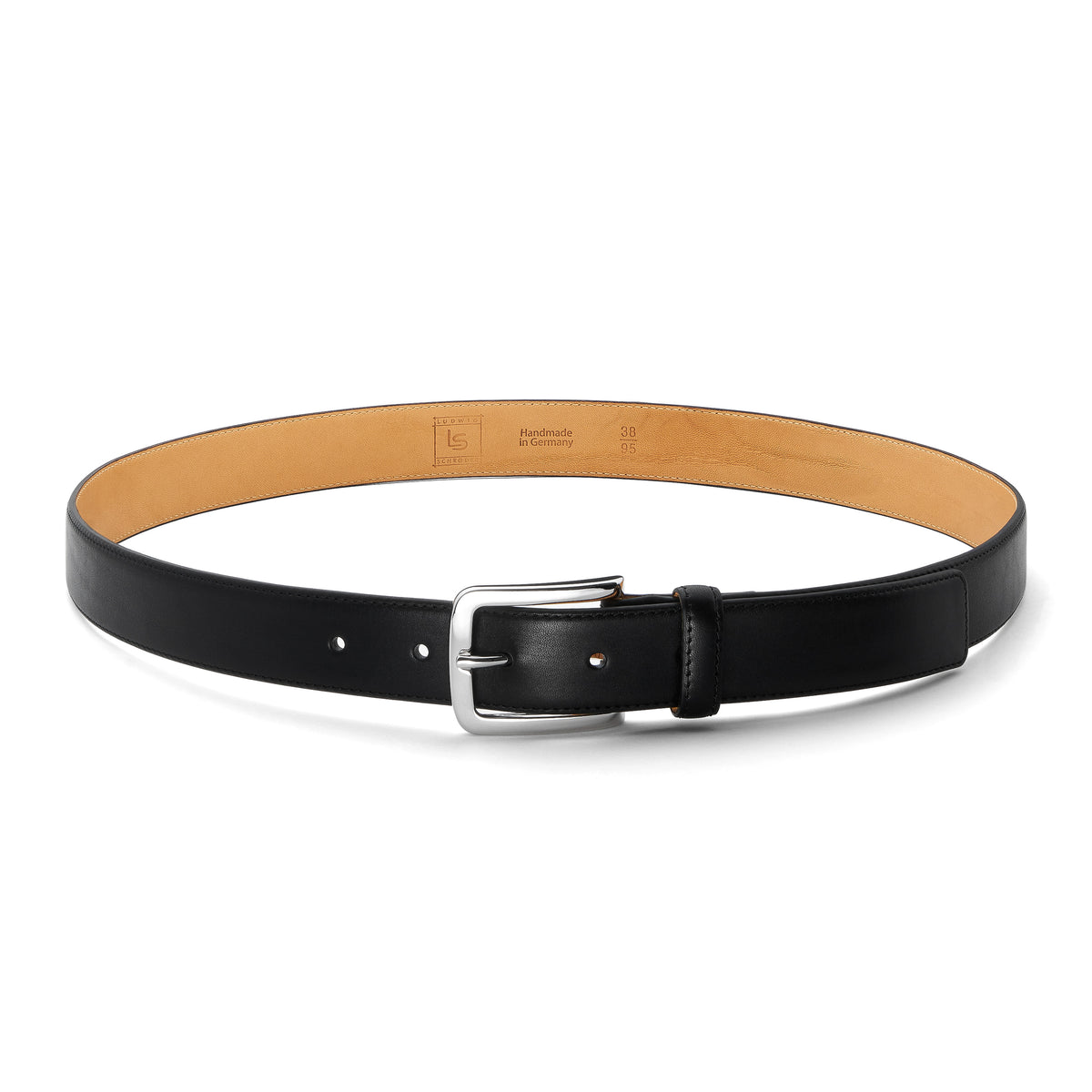 schmaler, 3cm breiter Herren Ledergürtel. Elegant und passend zum Anzug. Leichte Bombierung und ton in ton genäht