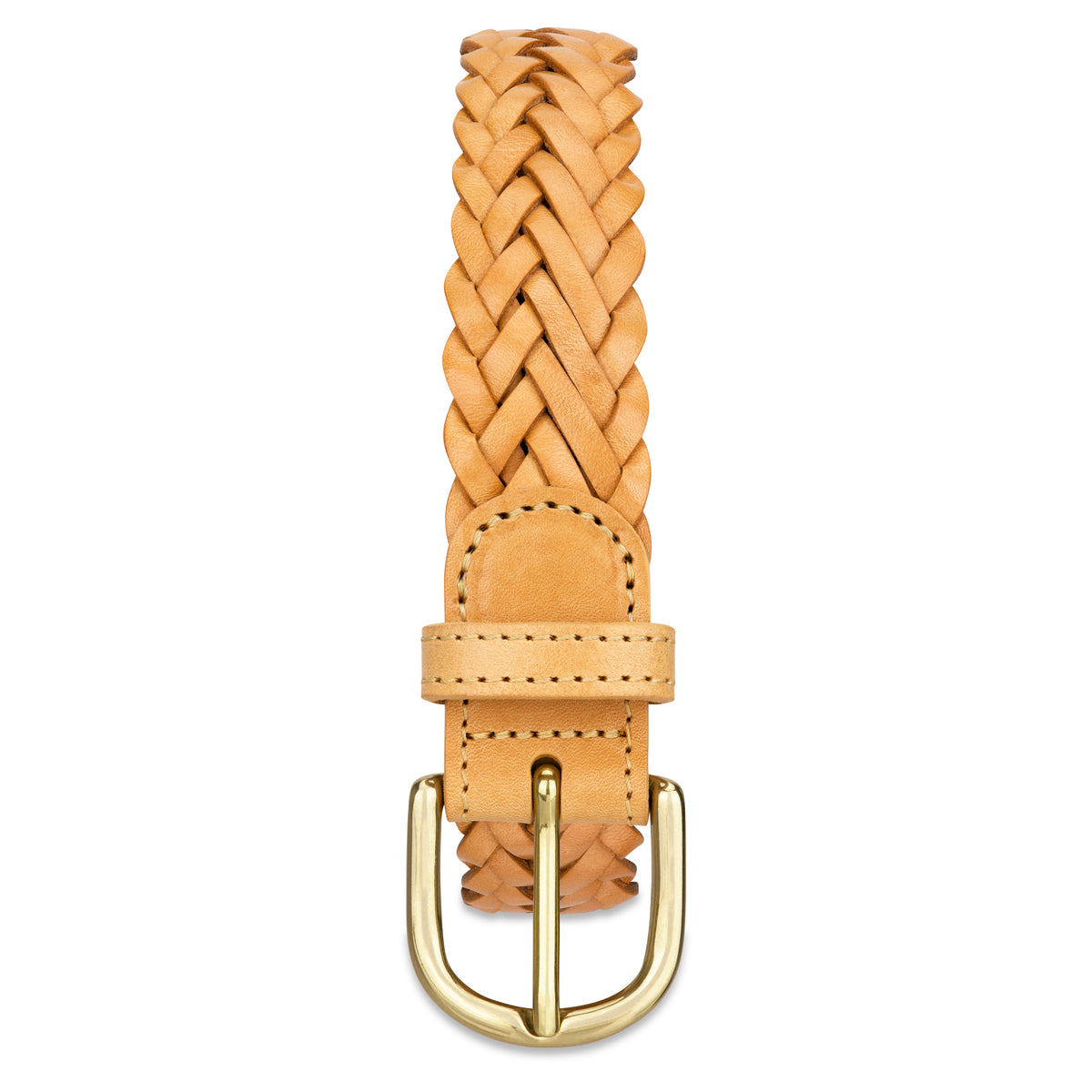 Flechtgürtel Naturell - „Andrea“: 3 cm, handgeflochten, Schnalle in Gold