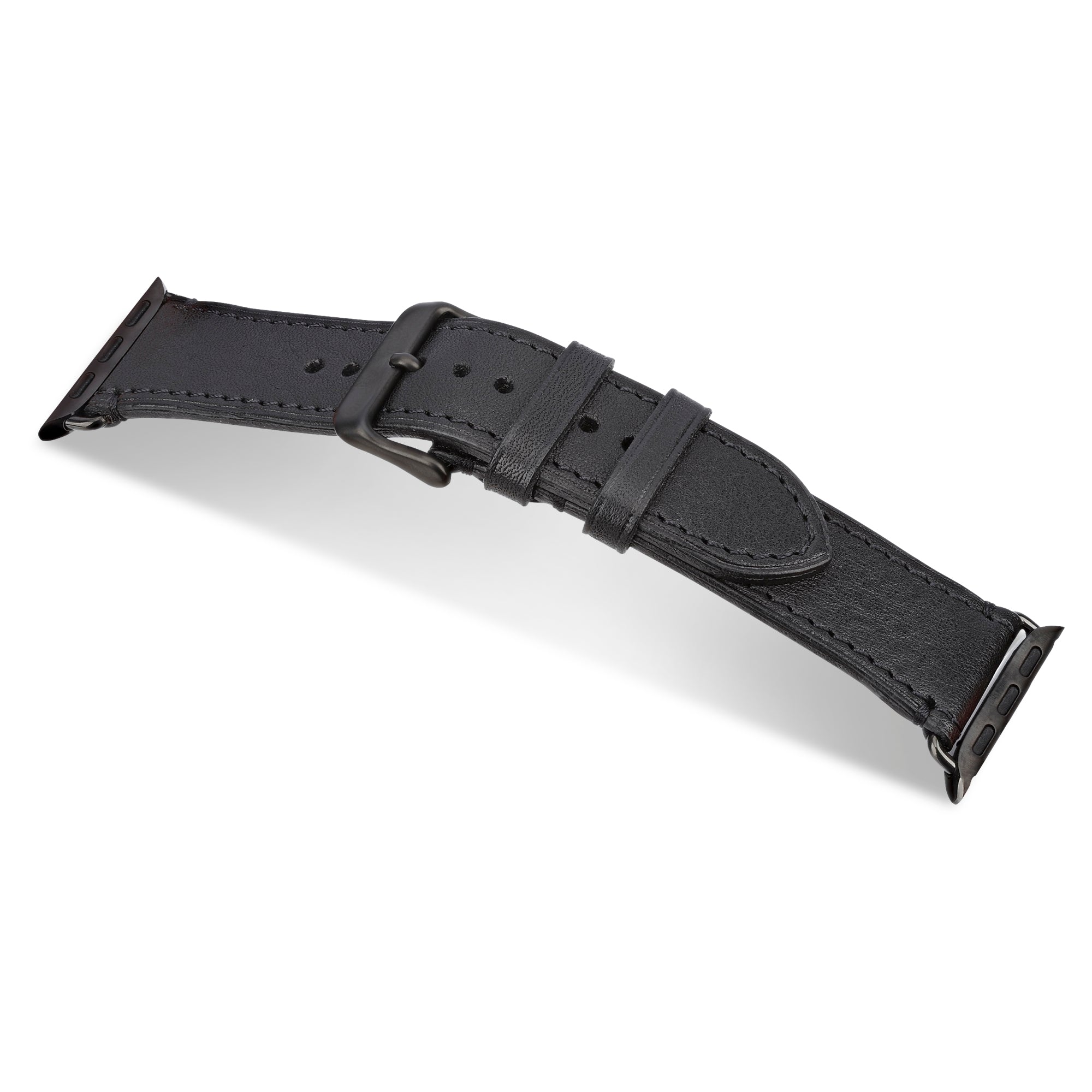 Uhrenarmband „Sigfried" in Schwarz aus Süddeutschem Rindleder: nachhaltig & hautfreundlich - Apple Watch oder Federsteg