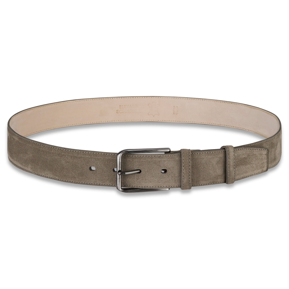 Herren Wildledergürtel „Giovanni“ in Salbeigrau – 3,5 cm, hochwertiges Veloursleder