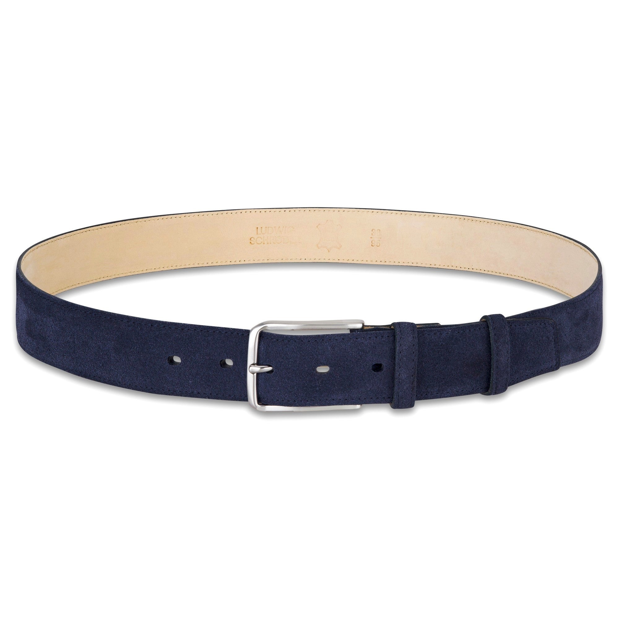 Herren Wildledergürtel „Giovanni“ in Dunkelblau – 3,5 cm, hochwertiges Veloursleder