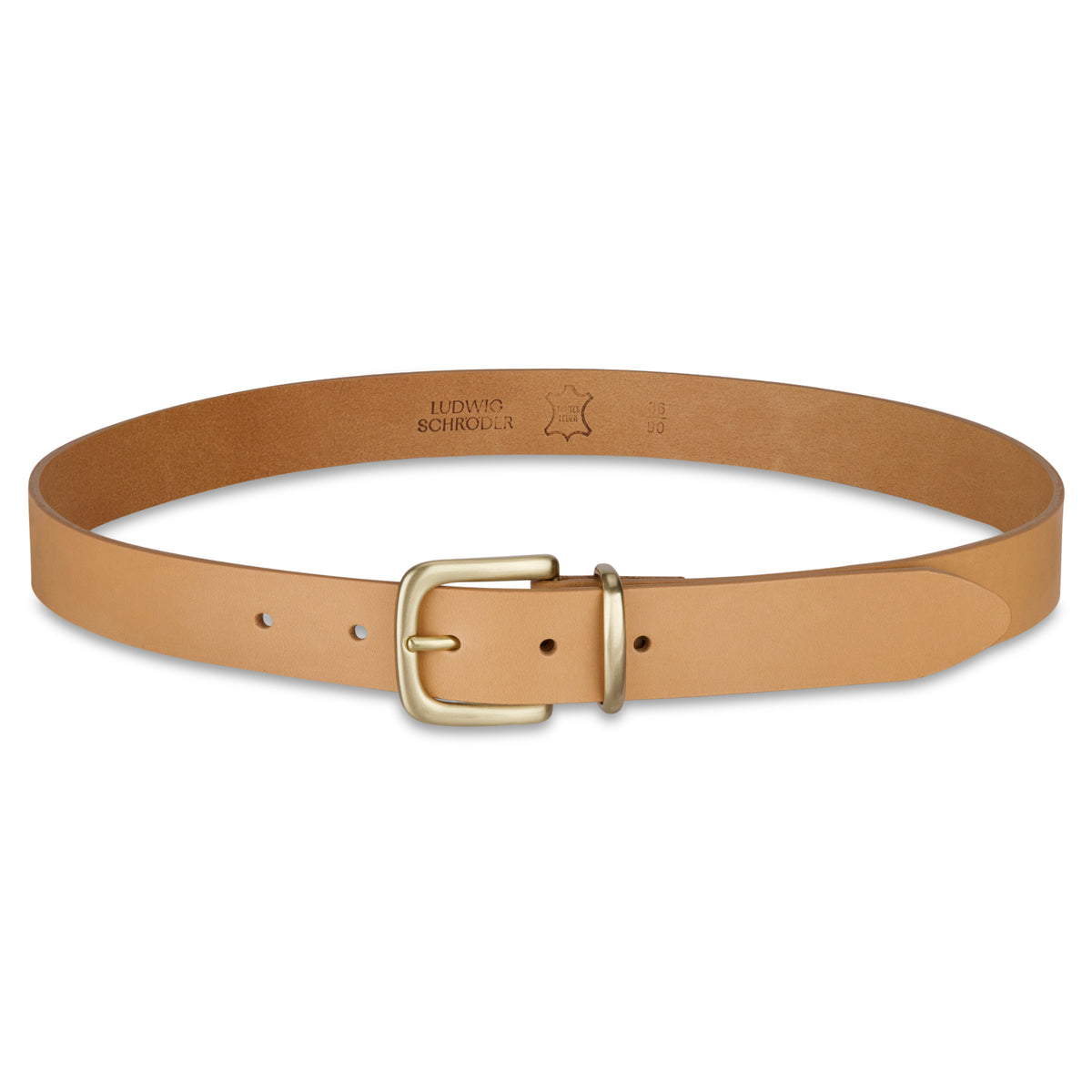 Eleganter 3cm Damengürtel „Alexandra" Naturell – Schmaler Gürtel mit goldener Schnalle und Schlaufe