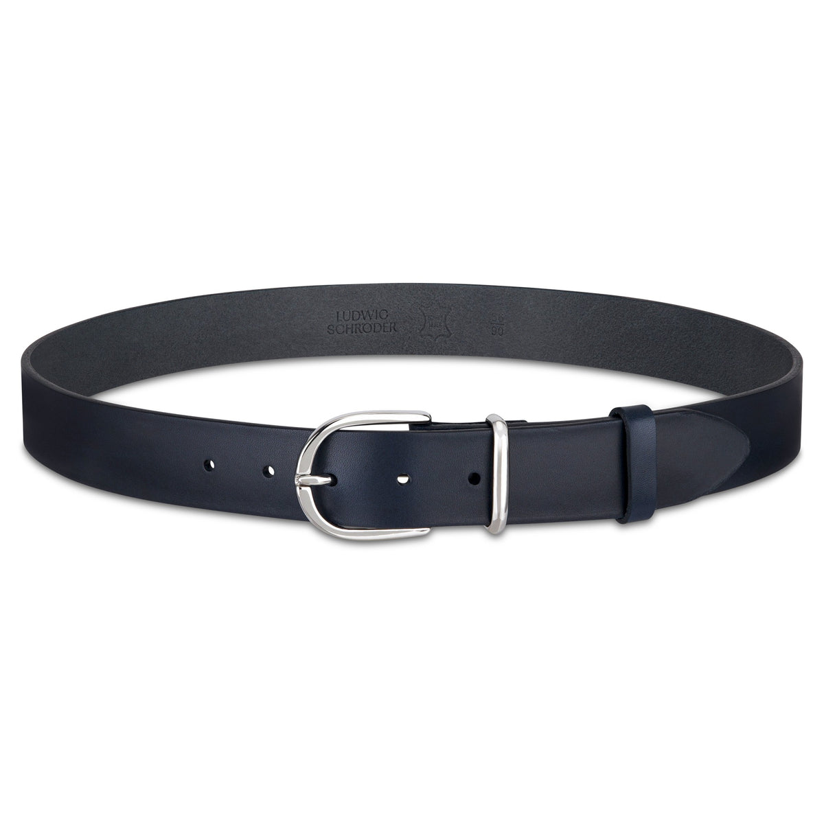 Weicher Jeansgurtel für Damen, Ledergürtel „Antonia" in Blau, 3,5cm breit, Silber-Schnalle
