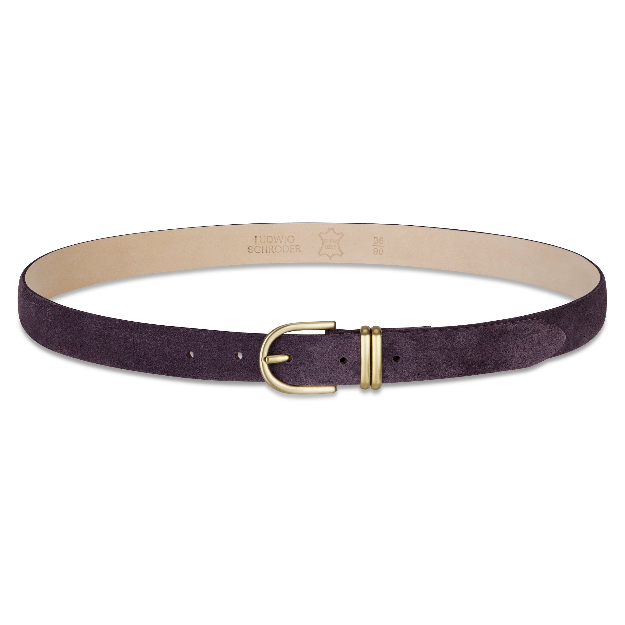 Damen Wildledergürtel „Leni" in Aubergine – 2,5 cm, hochwertiges Veloursleder