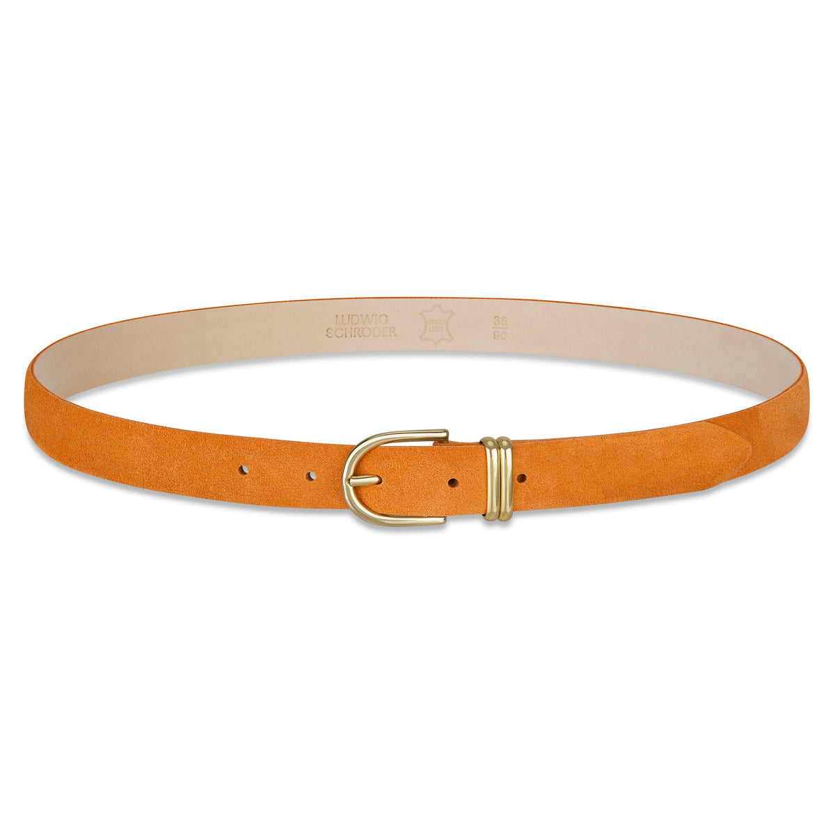 Damen Wildledergürtel „Leni" in Orange – 2,5 cm, hochwertiges Veloursleder