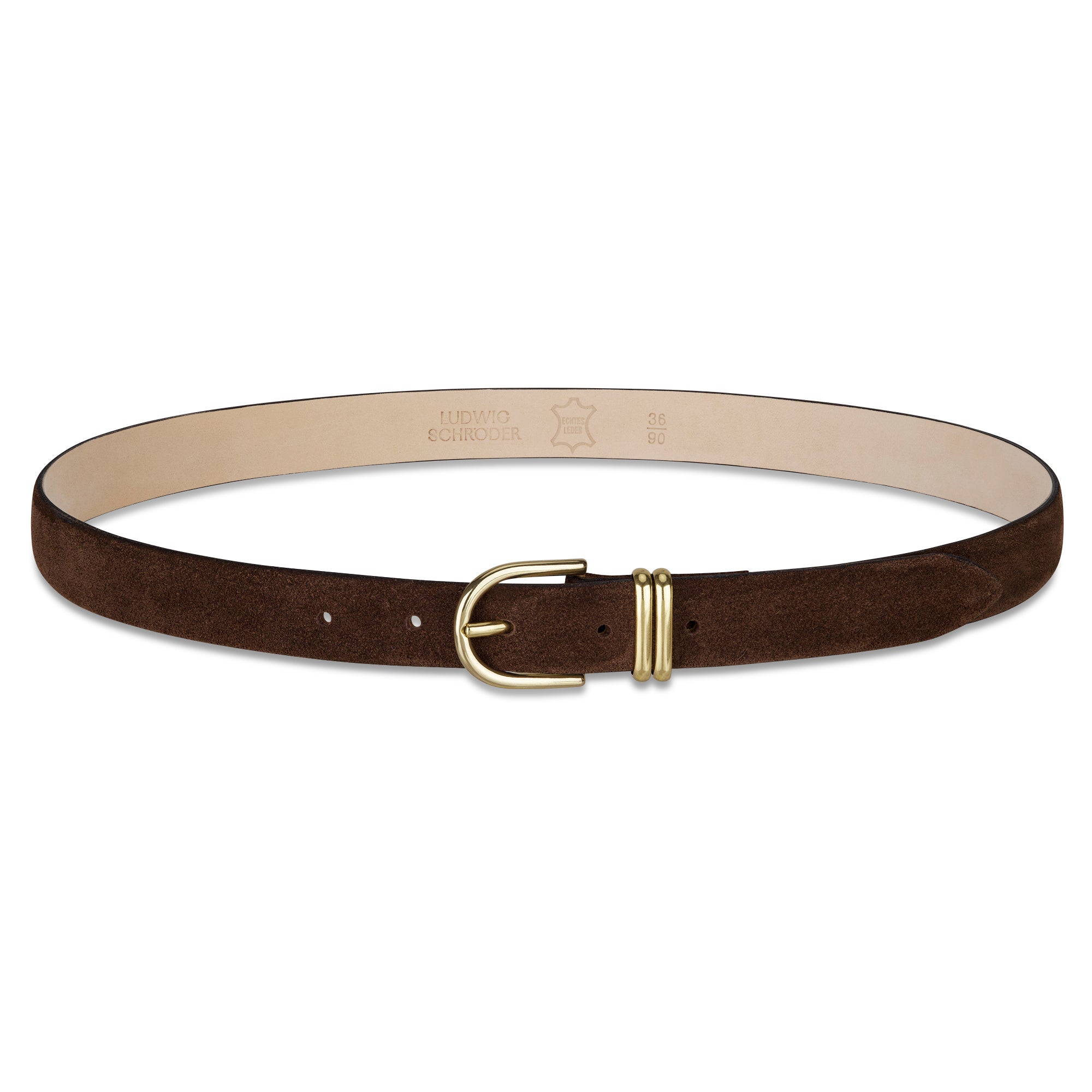 Damen Wildledergürtel „Leni" in Dunkelbraun – 2,5 cm, hochwertiges Veloursleder