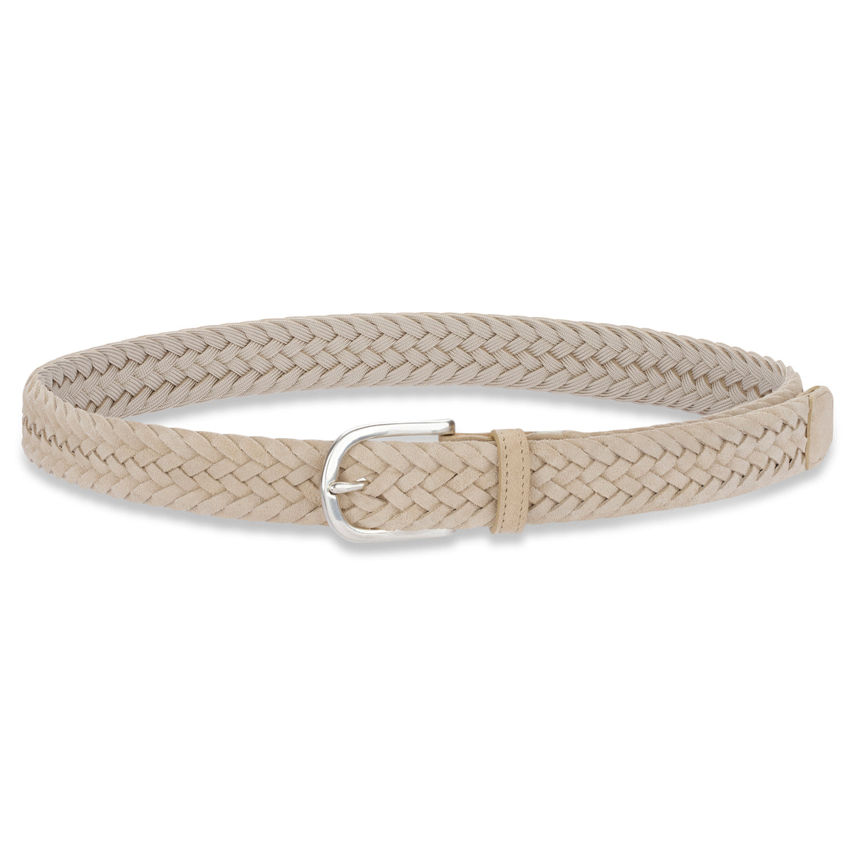 Damen Flechtgürtel aus Velours Leder in Beige