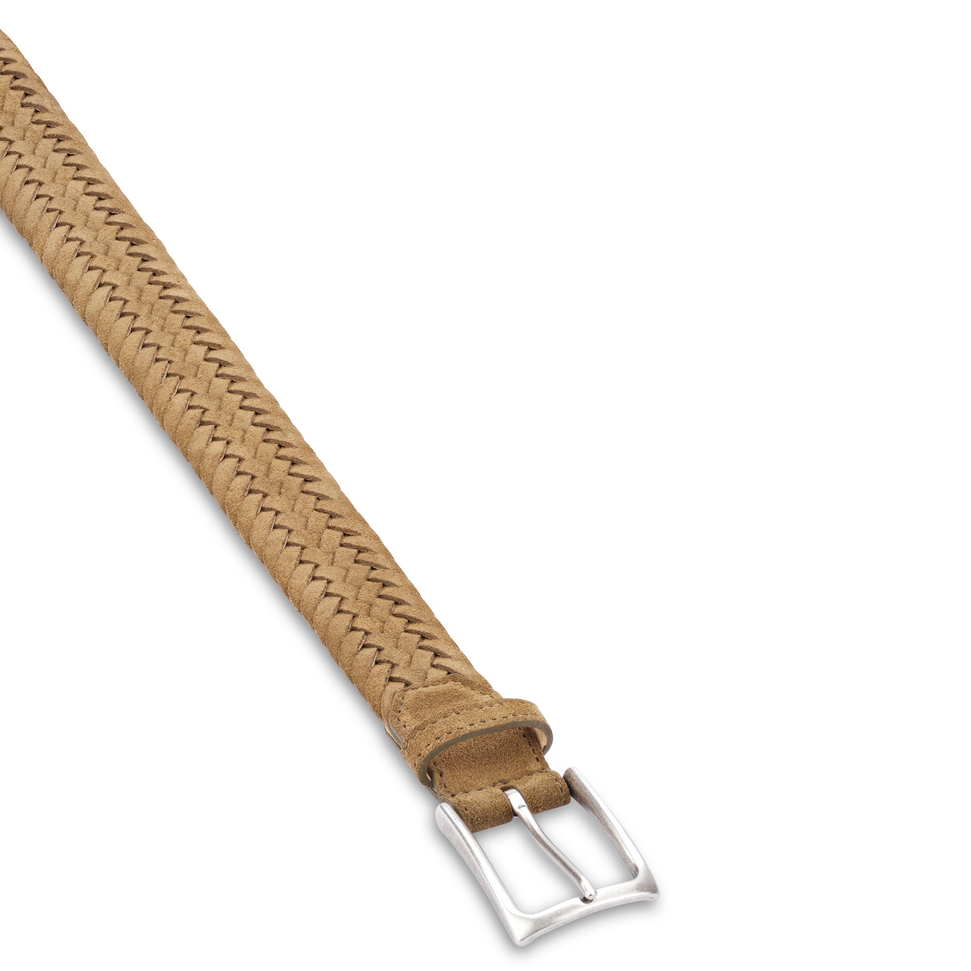 Herren Flechtgürtel aus Velours Leder in khaki