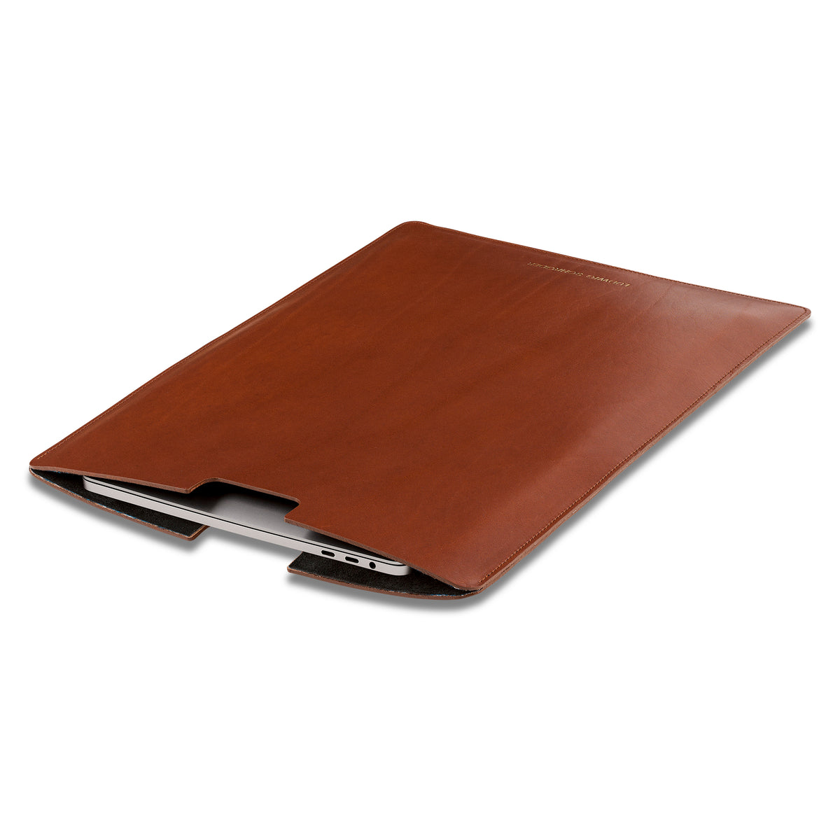 Handgefertigtes MacBook/ Surface Laptop Sleeve in Cognac – Edles Anilinleder aus Süddeutschland für sicheren Schutz