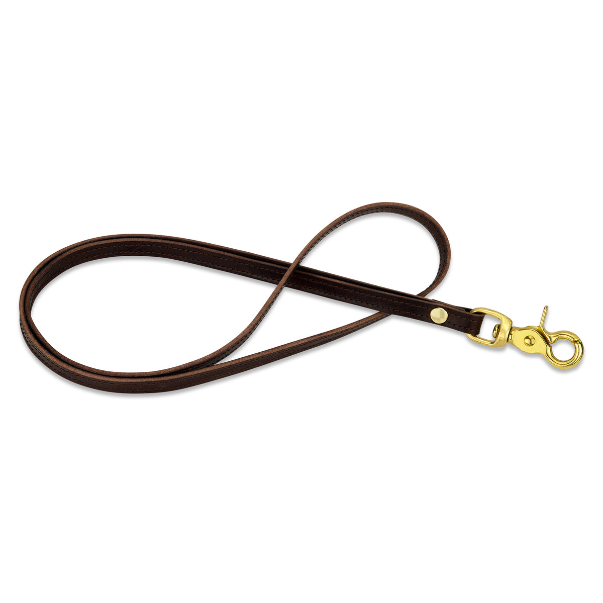 braunes Lederband / Lanyard aus Leder mit Messing-Karabiner