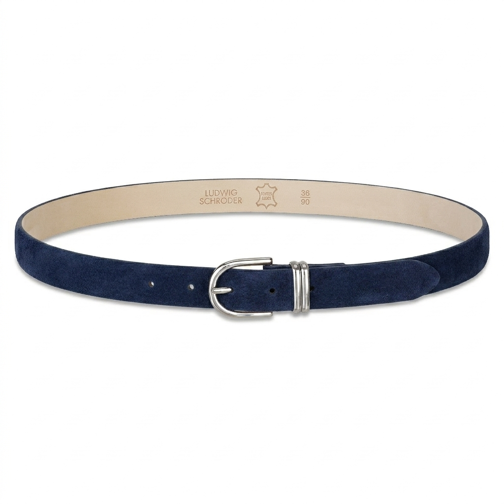 Damen Wildledergürtel „Leni" in Dunkelblau – 2,5 cm, hochwertiges Veloursleder