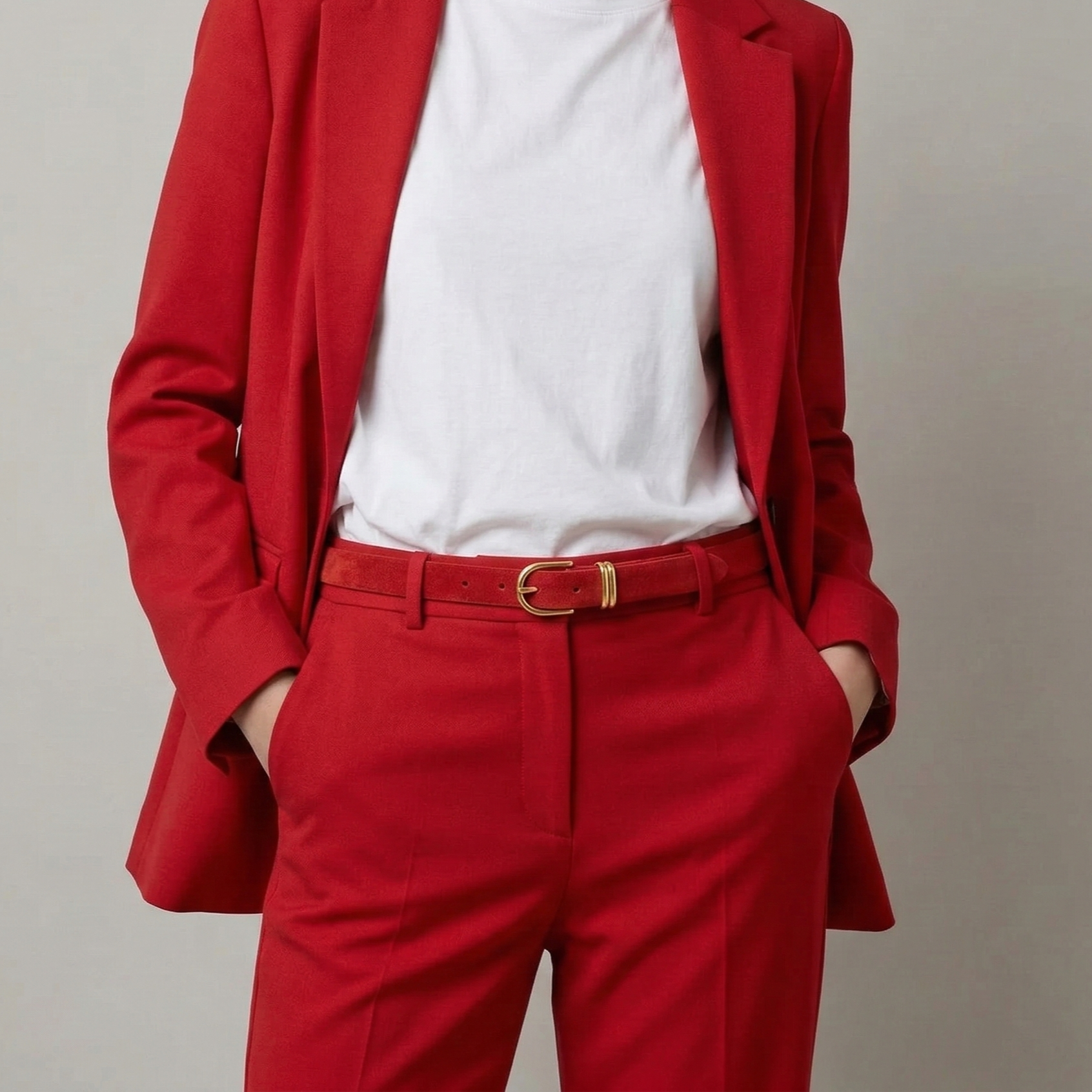 Damen Wildledergürtel „Leni" in Rot – 2,5 cm, hochwertiges Veloursleder