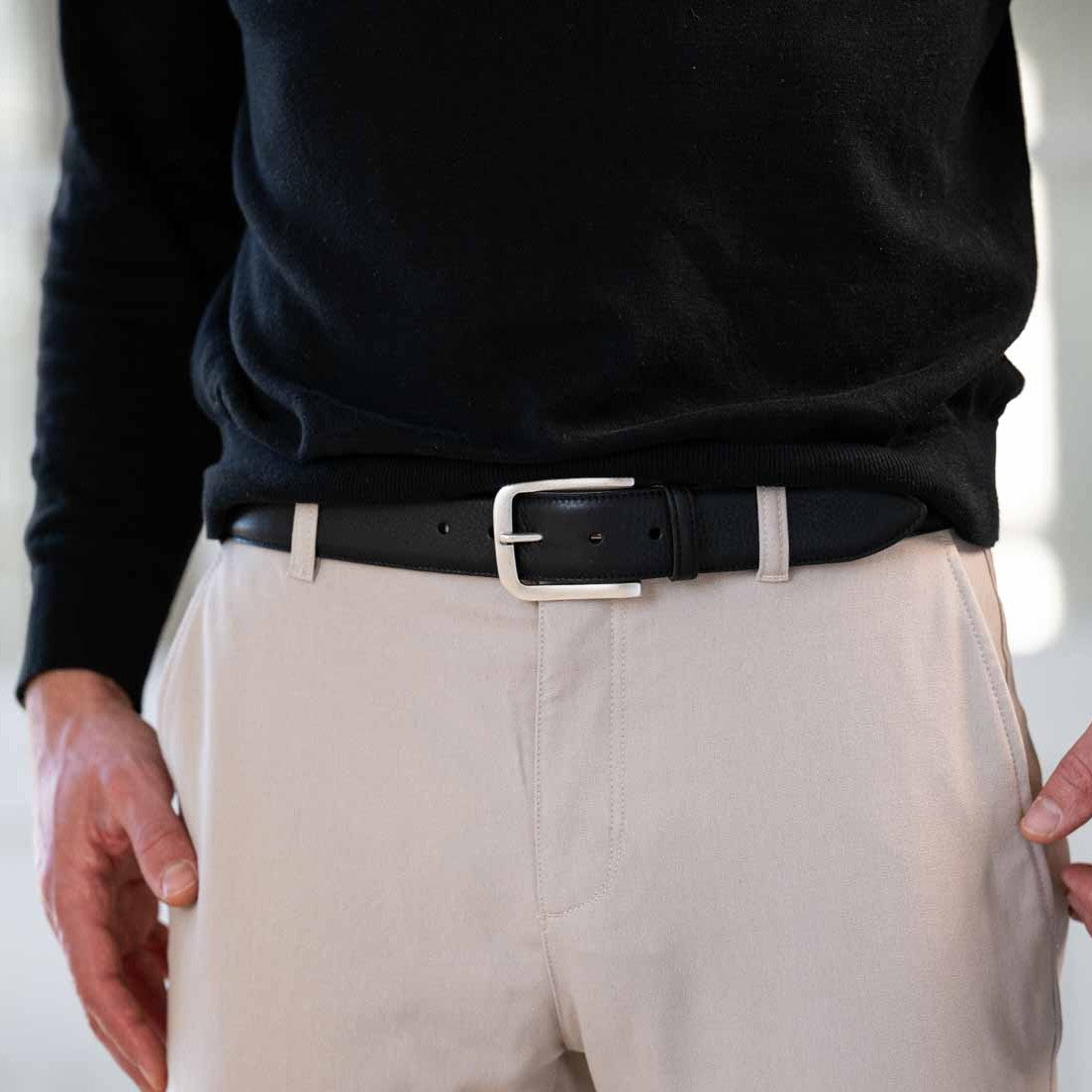 Herren Ledergürtel „Alexander“ in Schwarz – 4 cm, weiches Kobel-Sattelsitzleder mit warmer, wachsiger Haptik