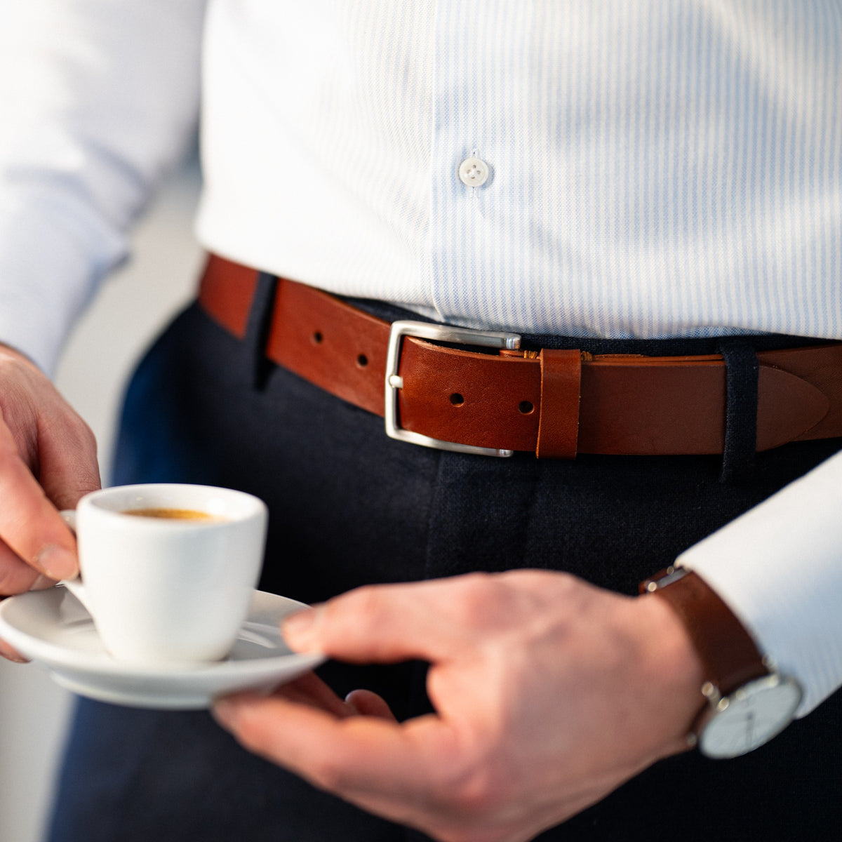Der vielseitige Herrengürtel in Cognac: „Vincent Jr.“ – 3,5 cm, von Business bis Jeans