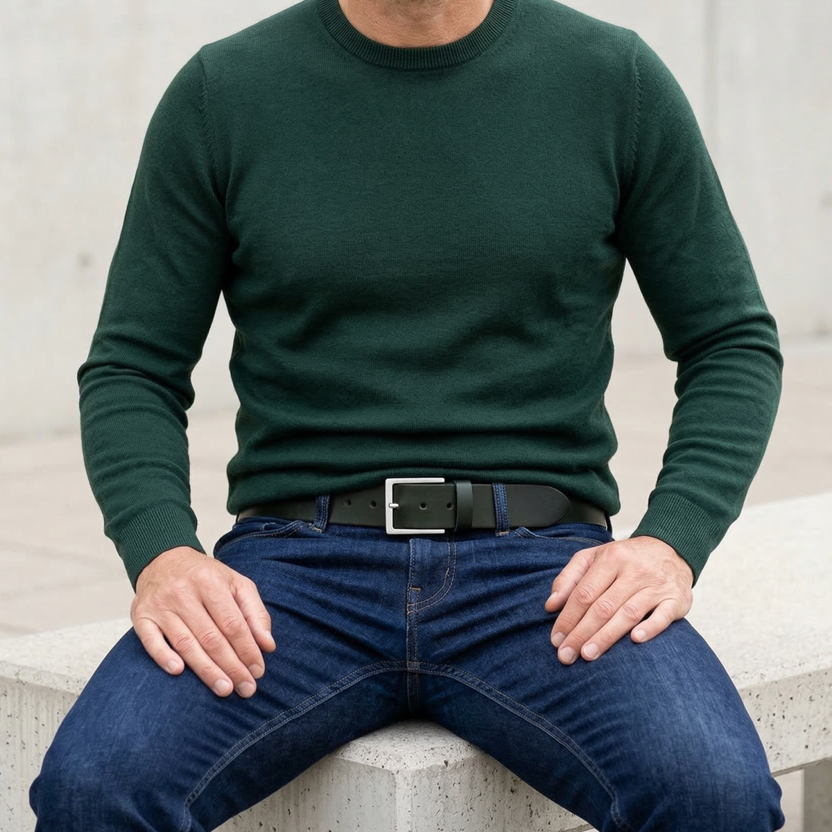 Bestseller: Herren Jeansgürtel „Vincent“ in Grün – 4 cm, satt, griffig & anschmiegsam