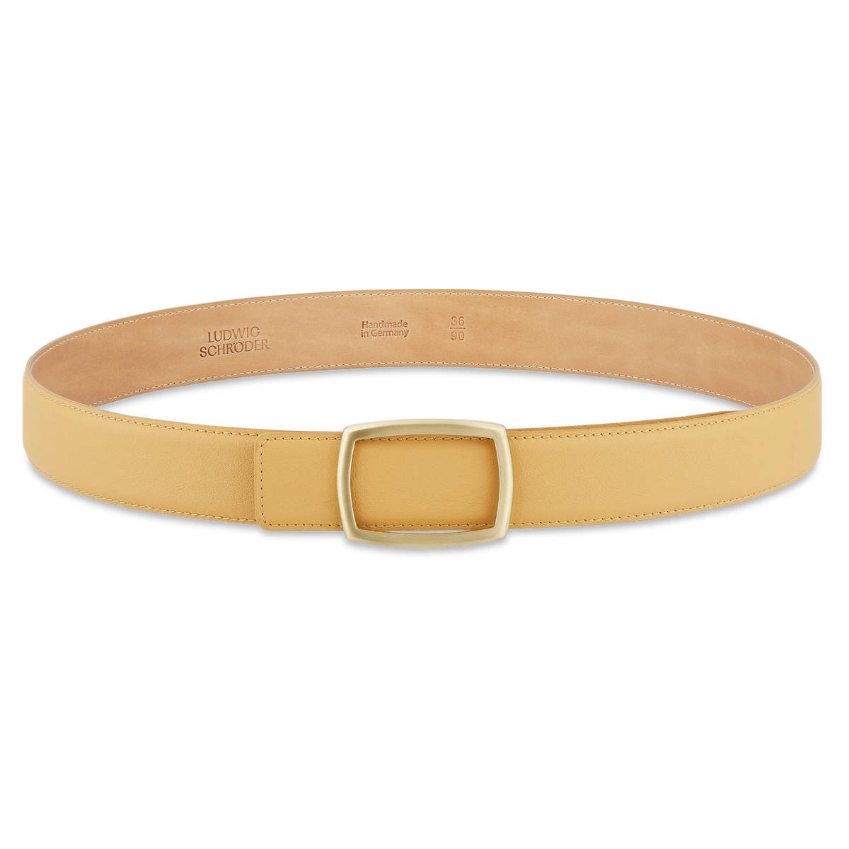 Edler Damen Ledergürtel „Lucia“ in Curry – 3,5 cm, besonders weiches & anschmiegsames Kalbleder
