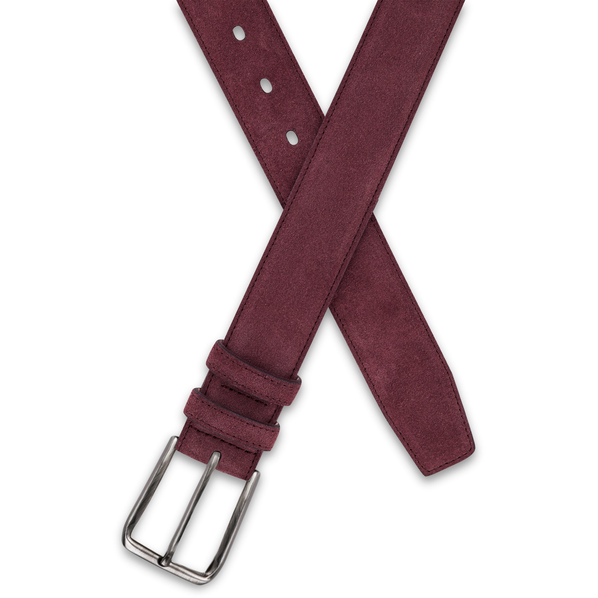 Herren Wildledergürtel „Giovanni“ in Bordeaux – 3,5 cm, hochwertiges Veloursleder