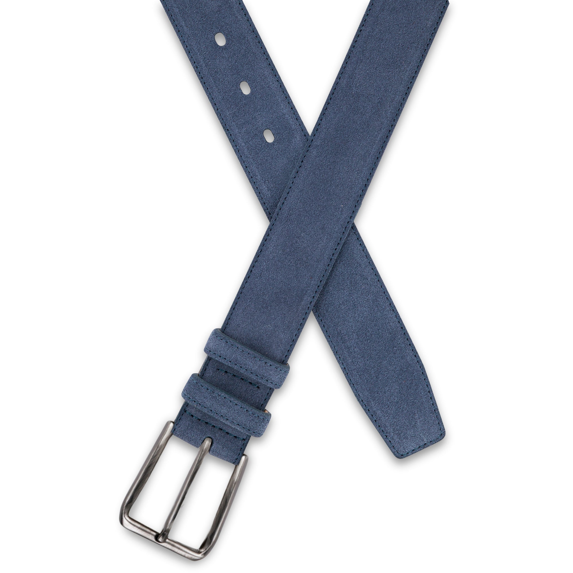 Herren Wildledergürtel „Giovanni“ in Jeansblau – 3,5 cm, hochwertiges Veloursleder