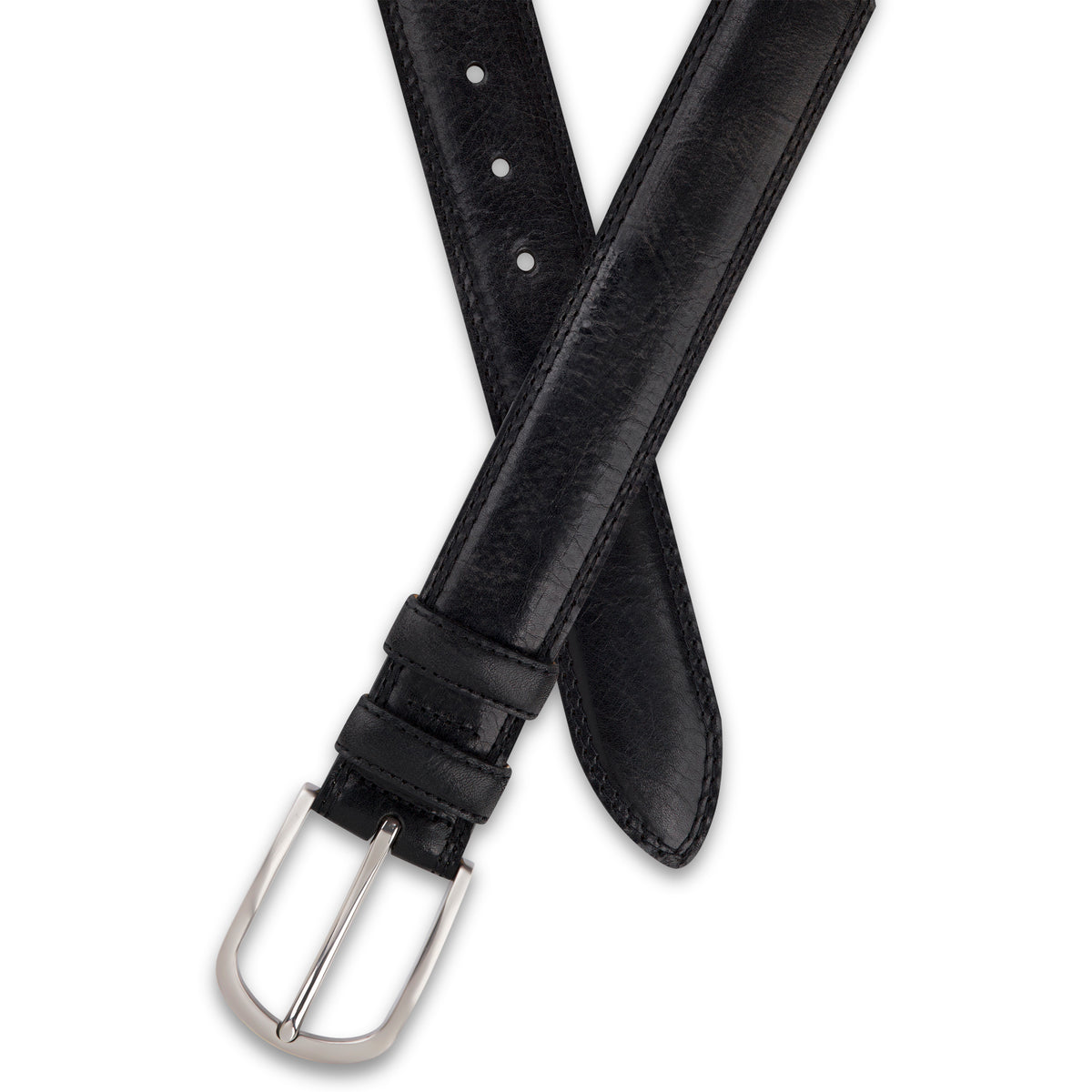 Authentischer Herren Ledergürtel „Gregory“ in Schwarz – 4 cm, extra stark bombiert mit Edelstahlschnalle