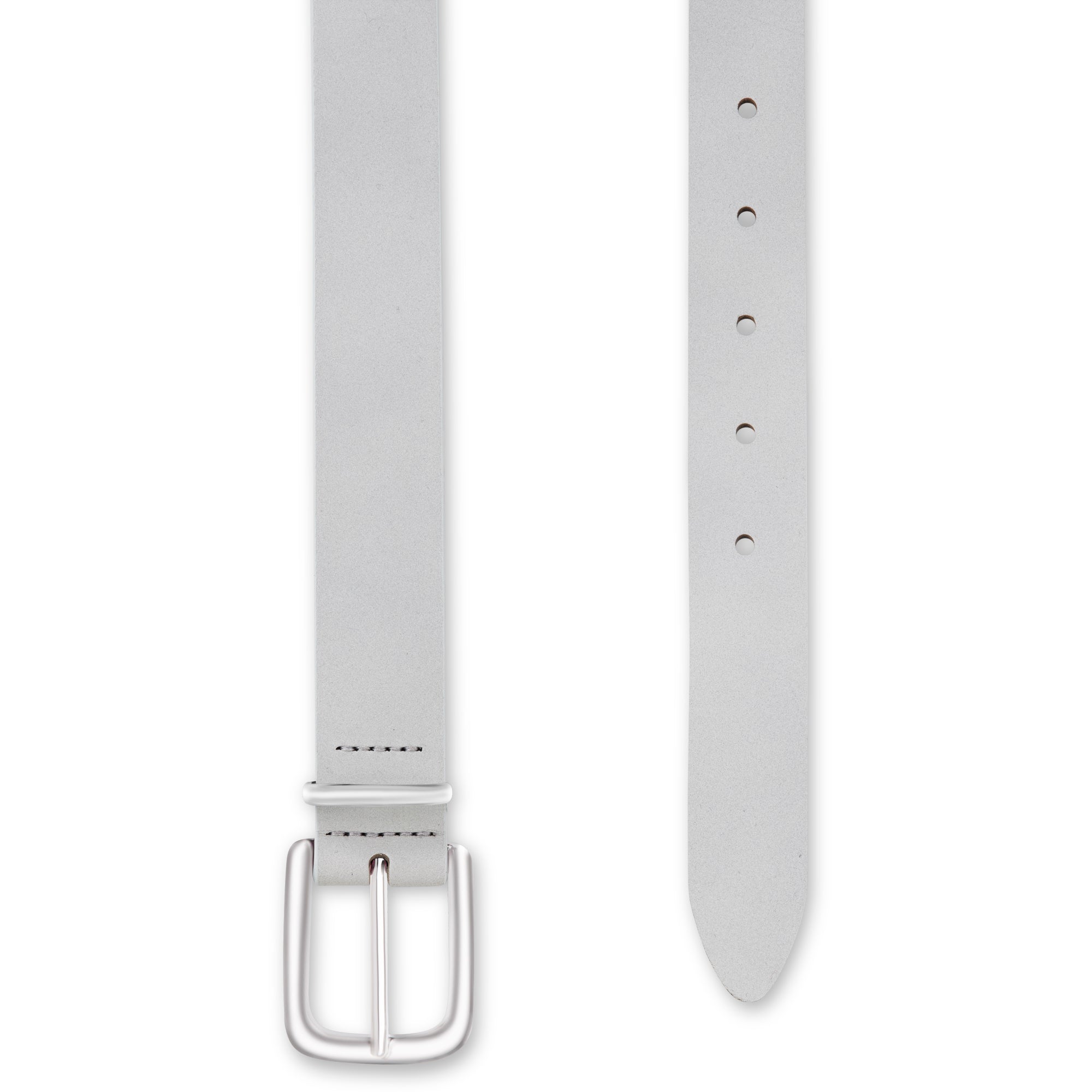 Eleganter 3cm Damengürtel „Alexandra" in Hellgrau – Schmaler Gürtel mit Silberschnalle und Schlaufe