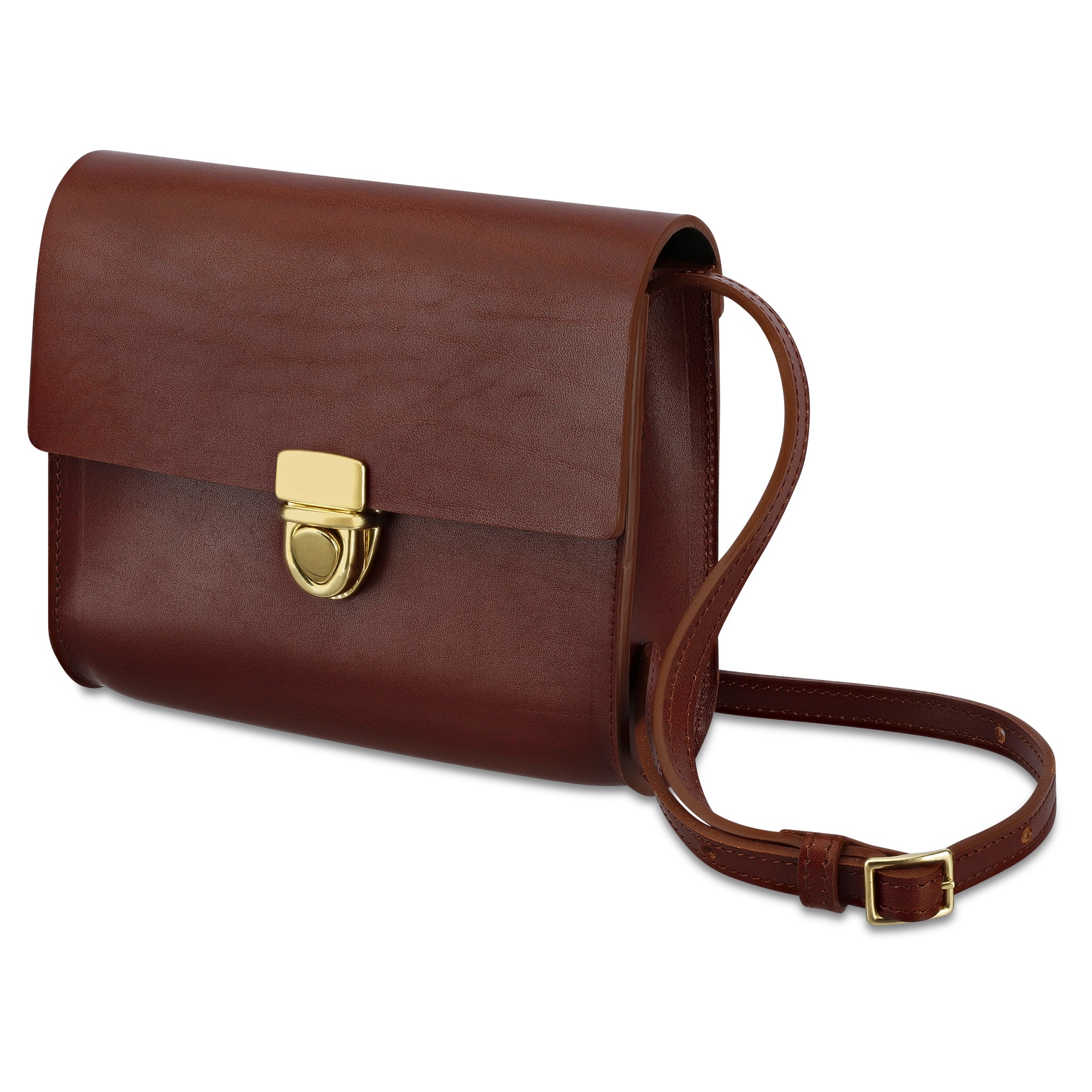 Brottasche „LOTTI“ in Cognac - Handgemachte Damen Handtasche aus pflanzlich gegerbtem Leder