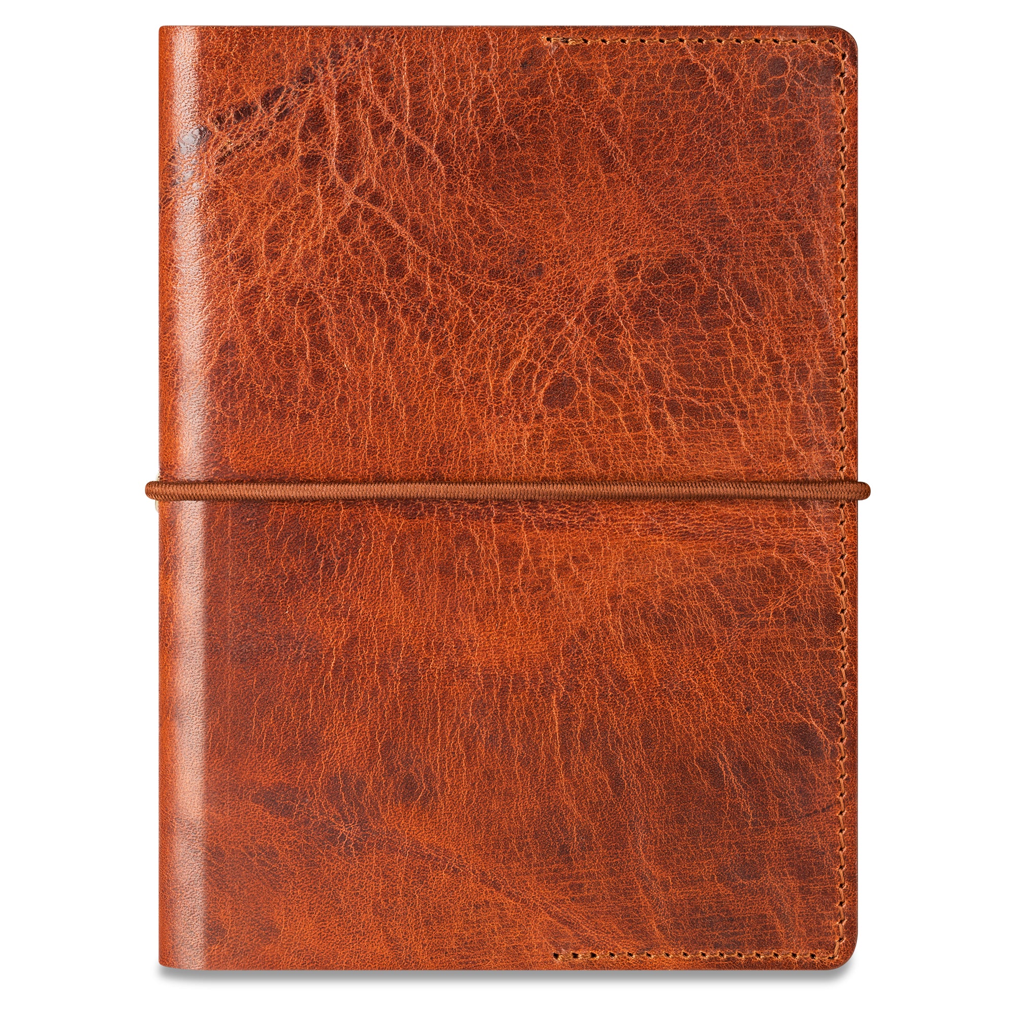 DIN A6 Leder Notizbuch „Helmut“ in Gipsy Leder Cognac