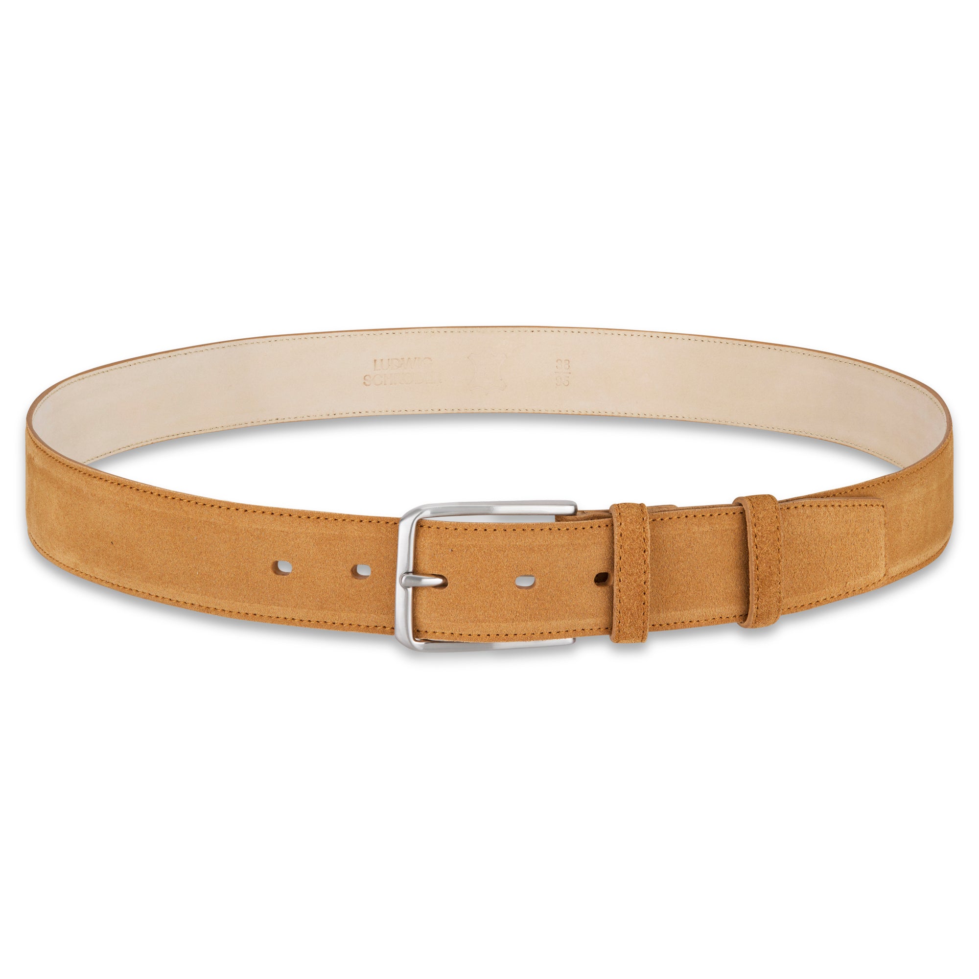 Herren Wildledergürtel „Giovanni“ in Camel – 3,5 cm, hochwertiges Veloursleder