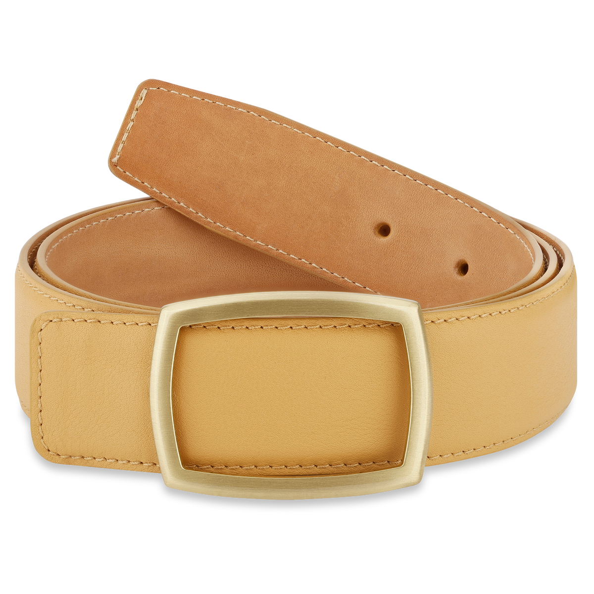 Edler Damen Ledergürtel „Lucia“ in Curry – 3,5 cm, besonders weiches & anschmiegsames Kalbleder