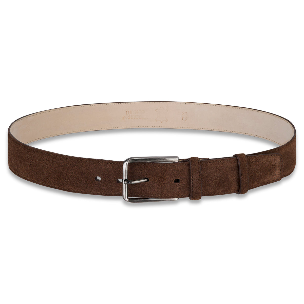 Herren Wildledergürtel „Giovanni“ in Mittelbraun – 3,5 cm, hochwertiges Veloursleder