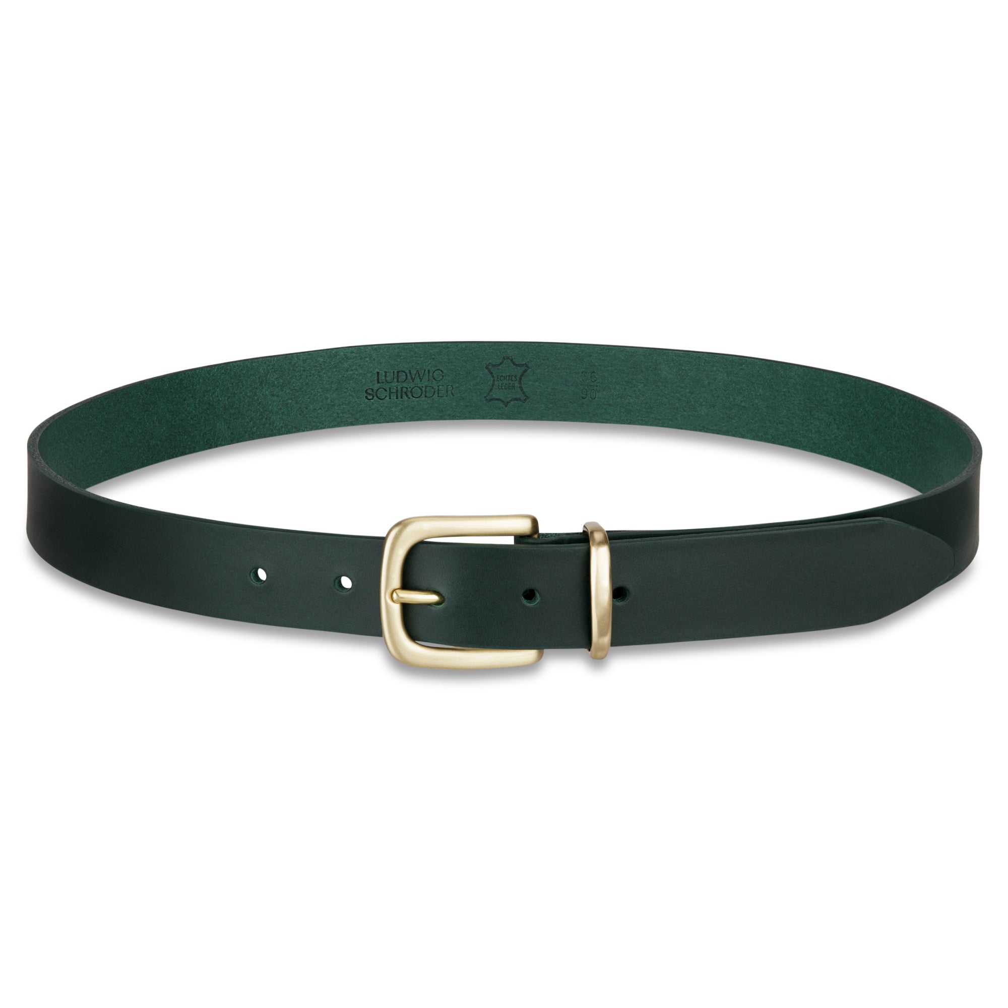 Eleganter 3cm Damengürtel „Alexandra" Dunkelgrün – Schmaler Gürtel mit goldener Schnalle und Schlaufe