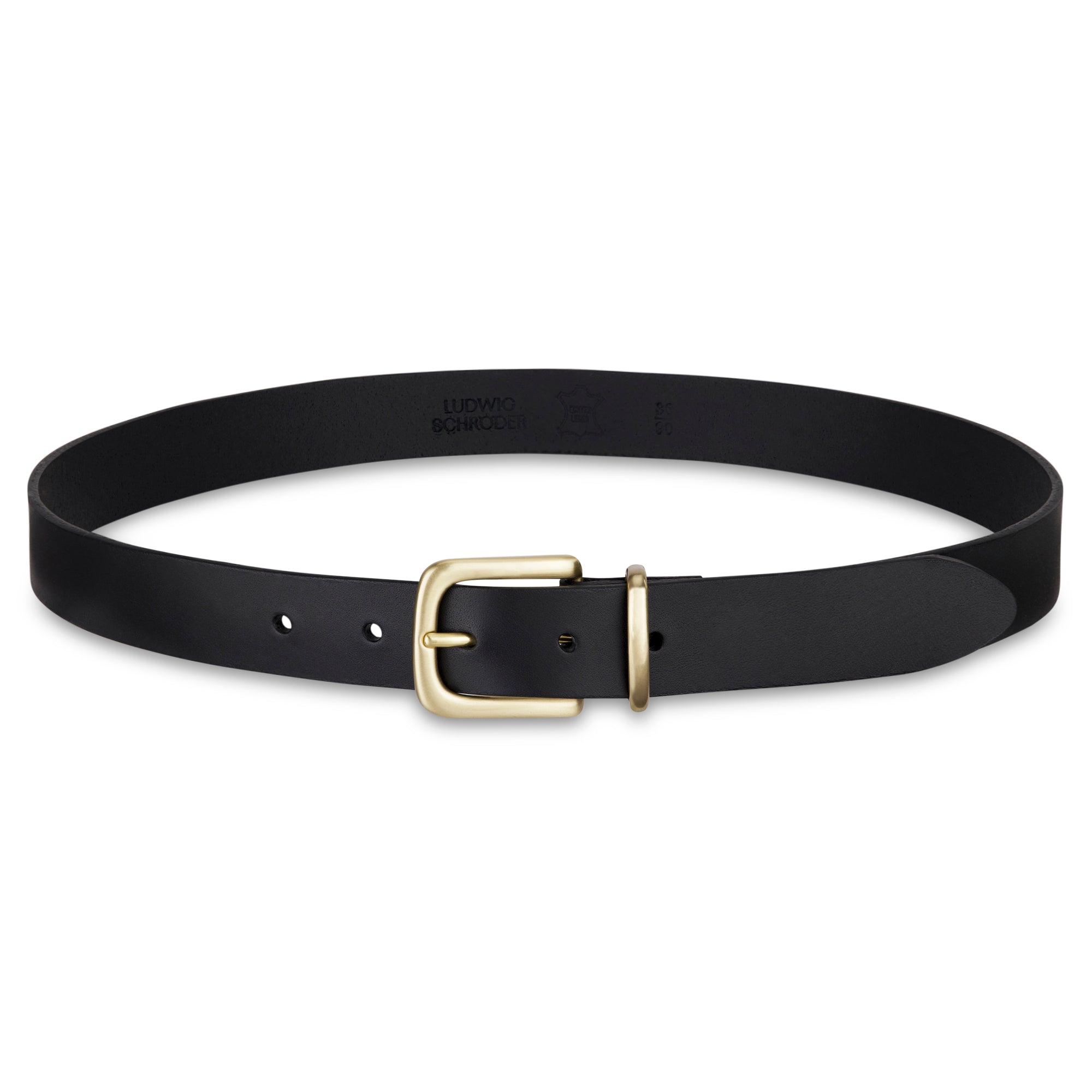 Eleganter 3cm Damengürtel „Alexandra" in Schwarz – Schwarzer Gürtel mit Gold Schnalle und Schlaufe