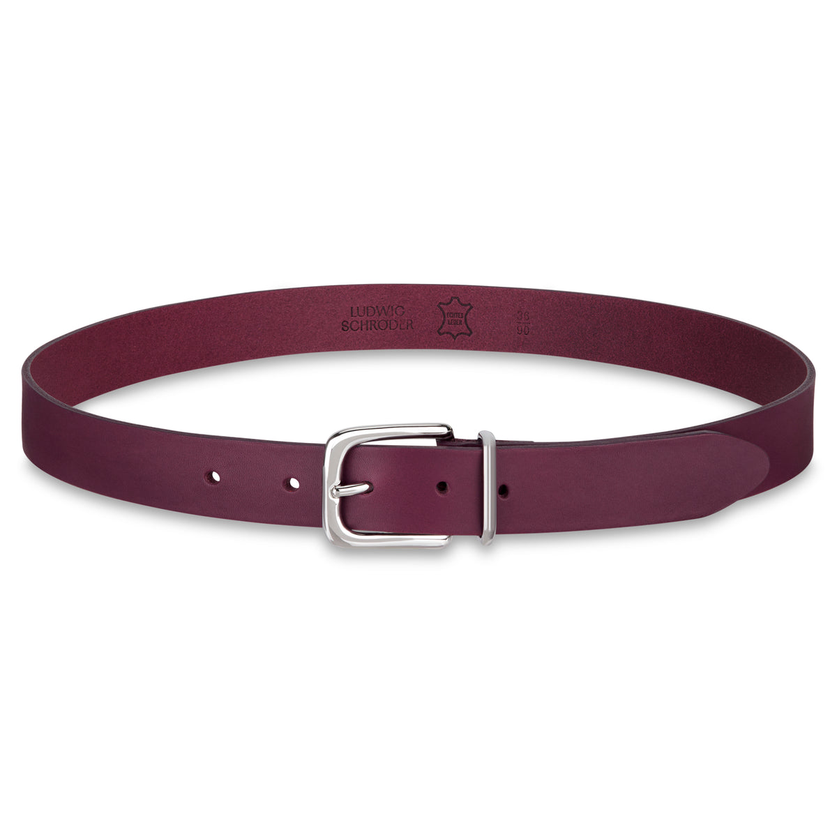 Eleganter 3cm Damengürtel „Alexandra" in Lila – Schmaler Gürtel mit Silberschnalle und Schlaufe
