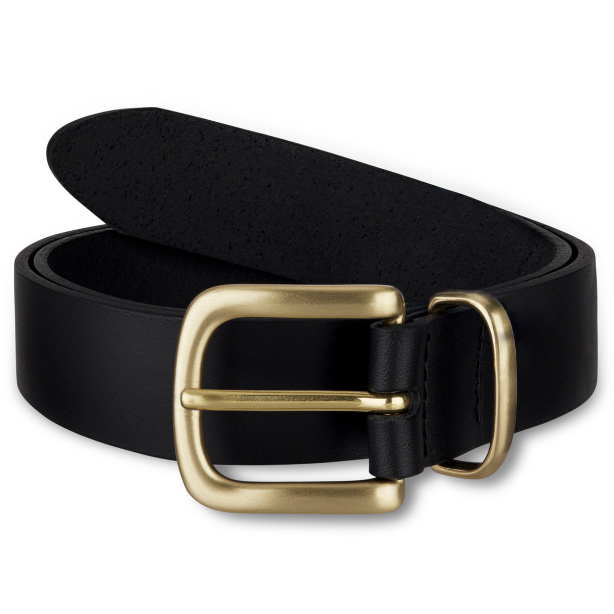 Eleganter 3cm Damengürtel „Alexandra" in Schwarz – Schwarzer Gürtel mit Gold Schnalle und Schlaufe
