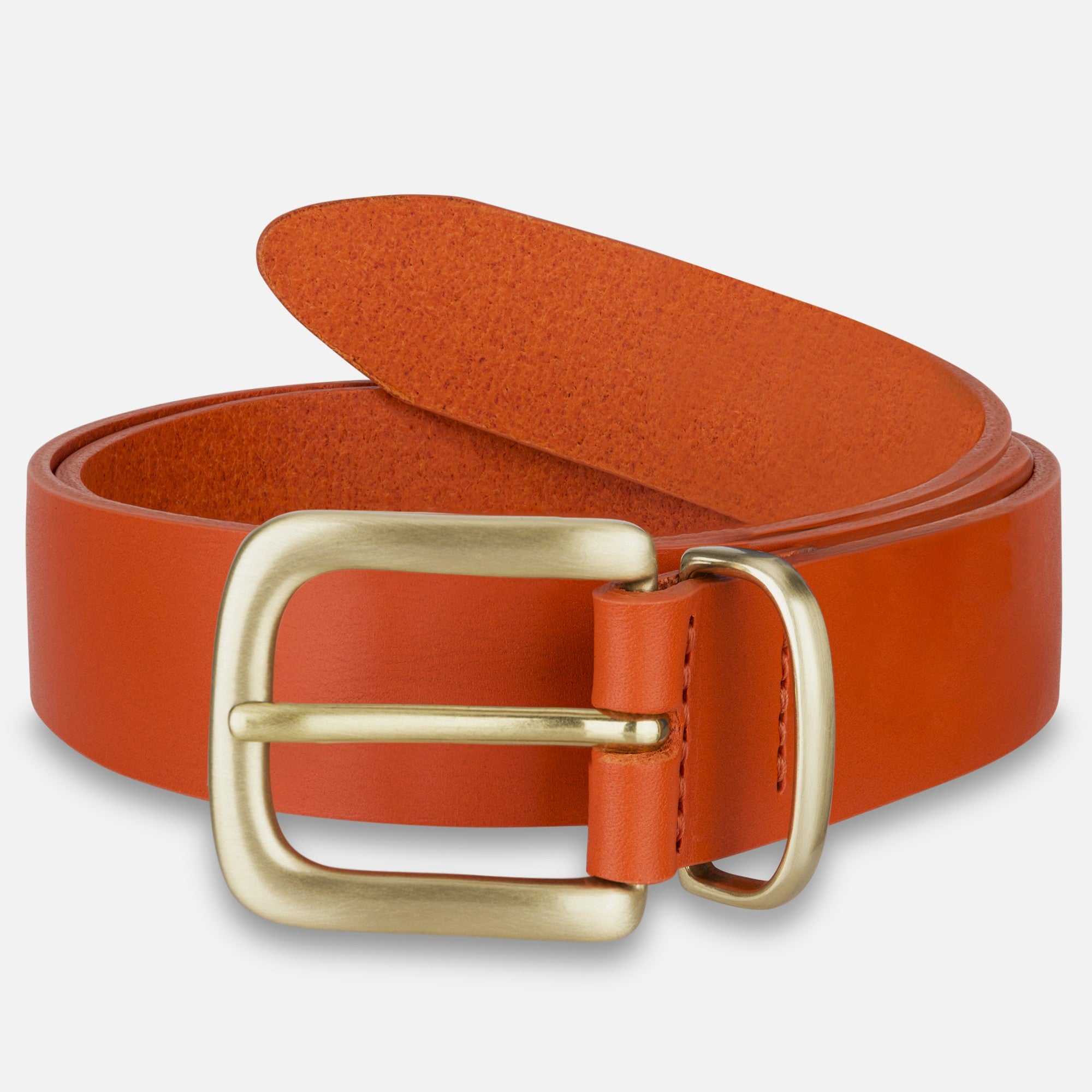Eleganter 3cm Damengürtel „Alexandra" in Orange – Schmaler Gürtel mit goldener Schnalle und Schlaufe