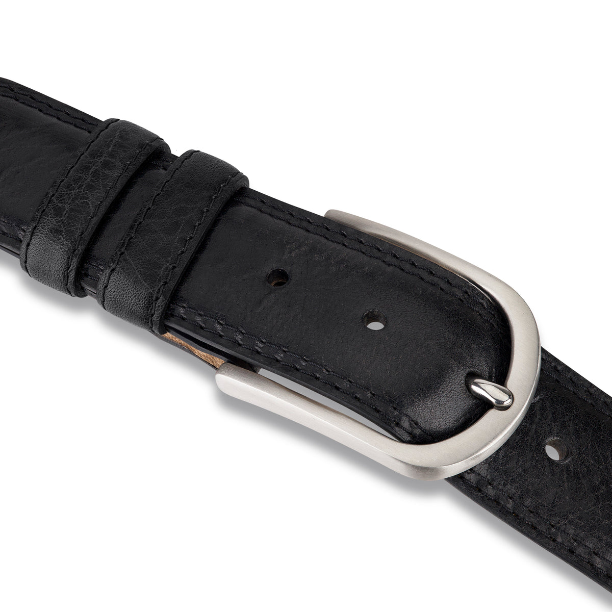 Authentischer Herren Ledergürtel „Gregory“ in Schwarz – 4 cm, extra stark bombiert mit Edelstahlschnalle
