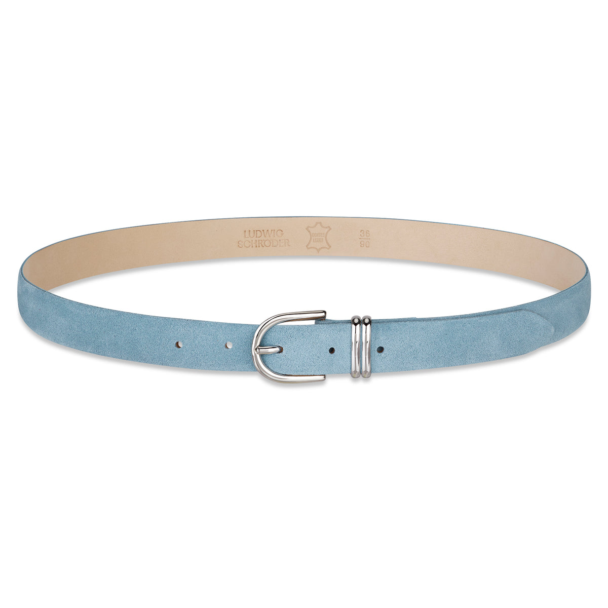 Damen Wildledergürtel „Leni" in Hellblau – 2,5 cm, hochwertiges Veloursleder