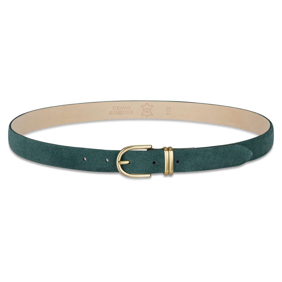 Damen Wildledergürtel „Leni" in Grün – 2,5 cm, hochwertiges Veloursleder