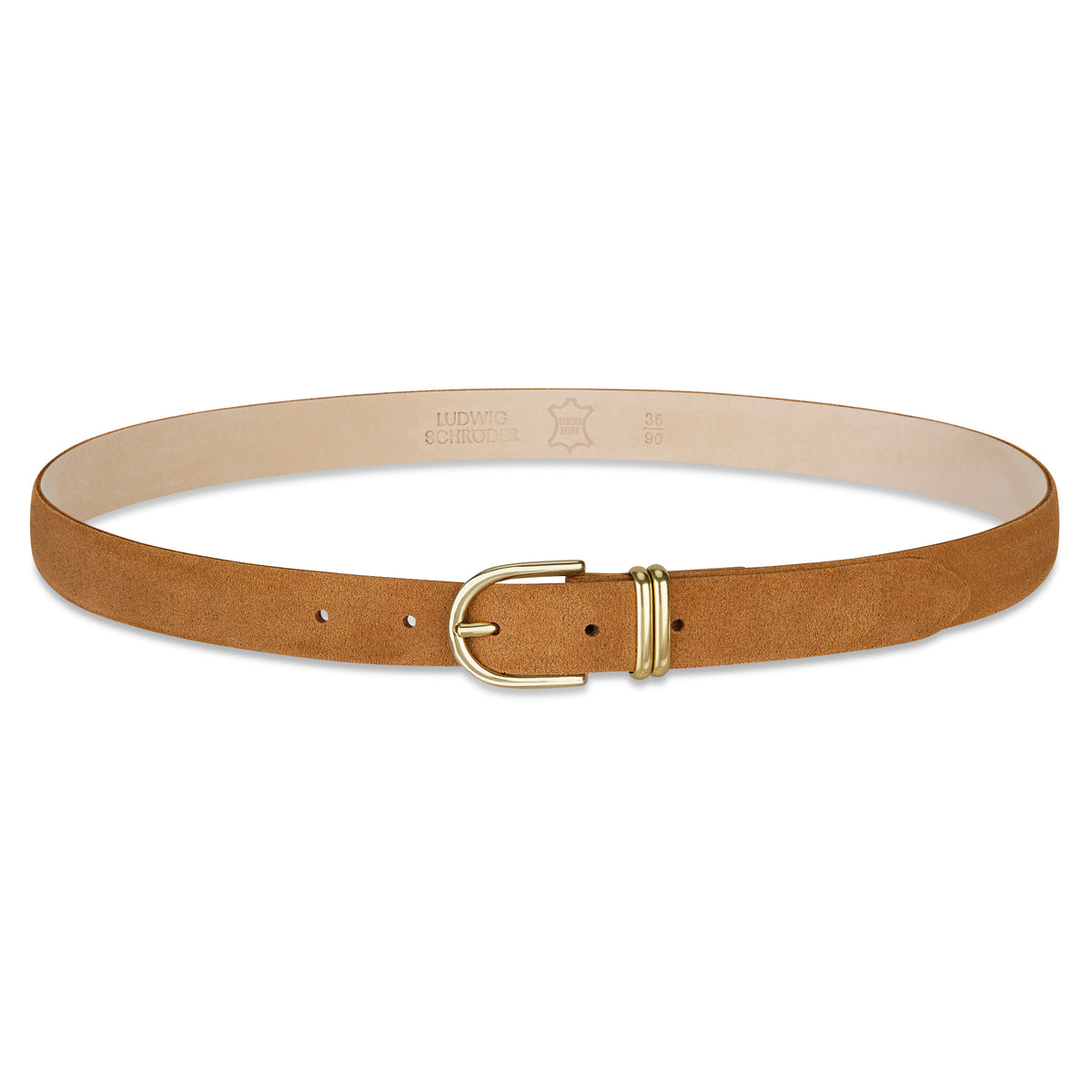 Damen Wildledergürtel „Leni" in Caramel – 2,5 cm, hochwertiges Veloursleder