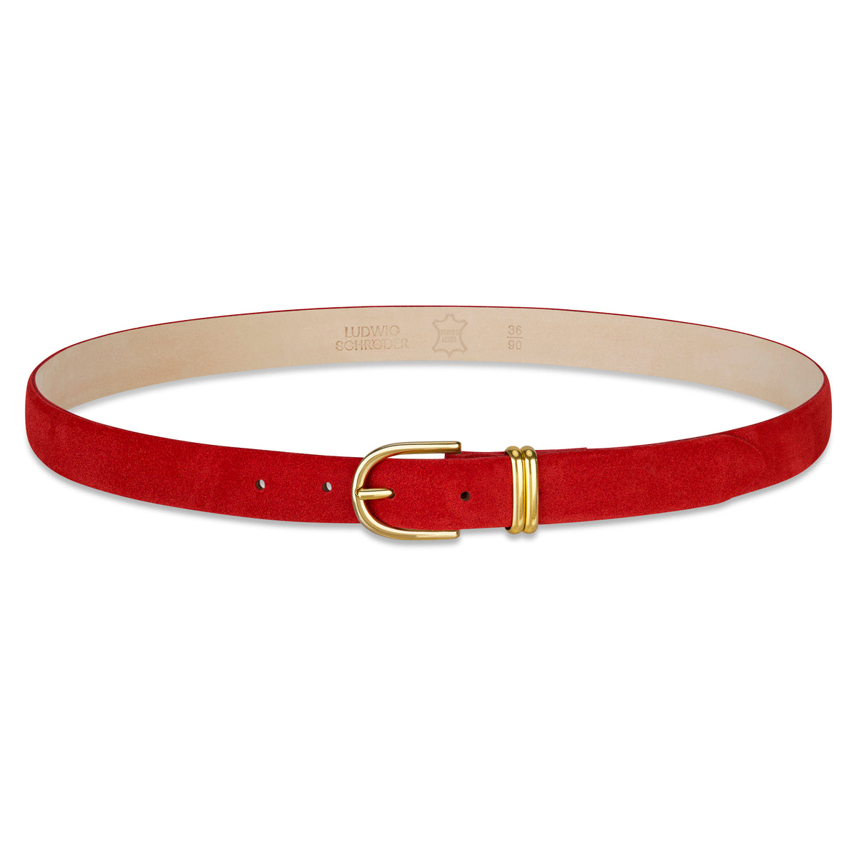 Damen Wildledergürtel „Leni" in Rot – 2,5 cm, hochwertiges Veloursleder