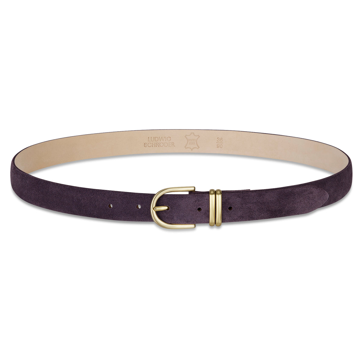Damen Wildledergürtel „Leni" in Aubergine – 2,5 cm, hochwertiges Veloursleder