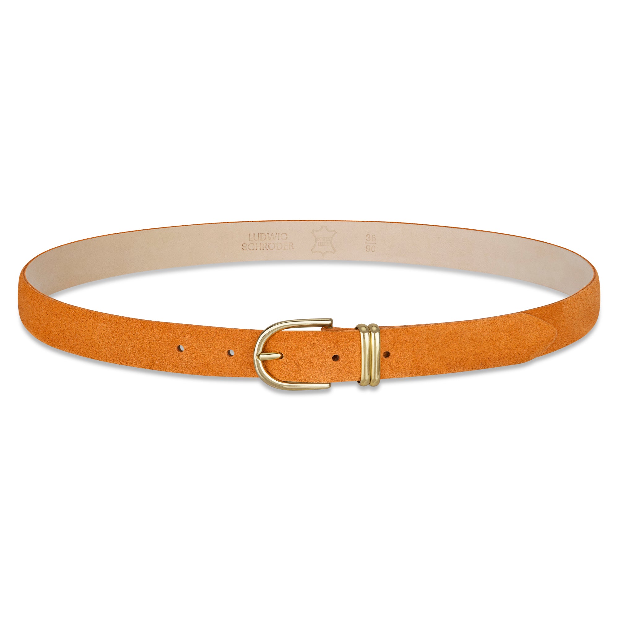 Damen Wildledergürtel „Leni" in Orange – 2,5 cm, hochwertiges Veloursleder