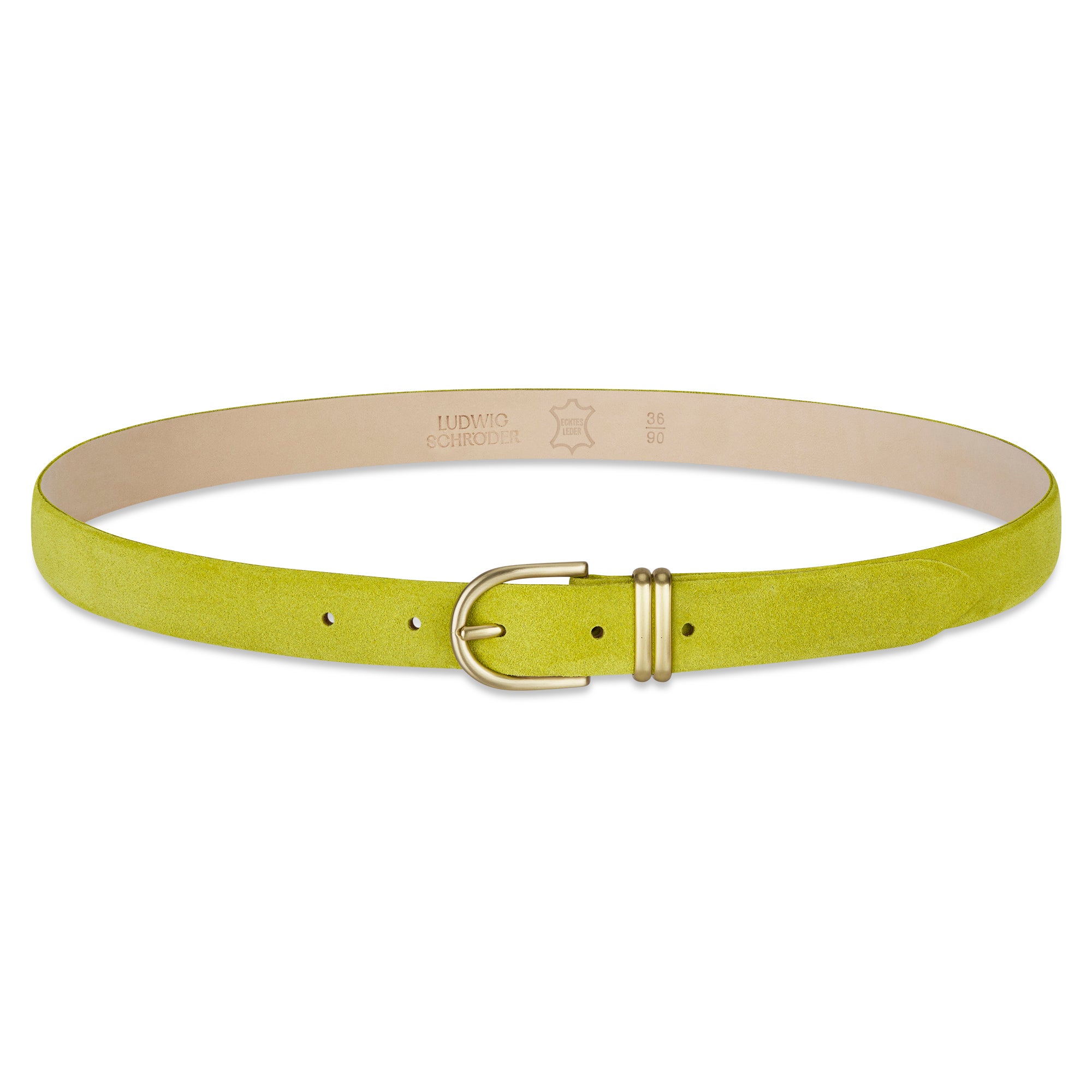 Damen Wildledergürtel „Leni" in Apfelgrün – 2,5 cm, hochwertiges Veloursleder