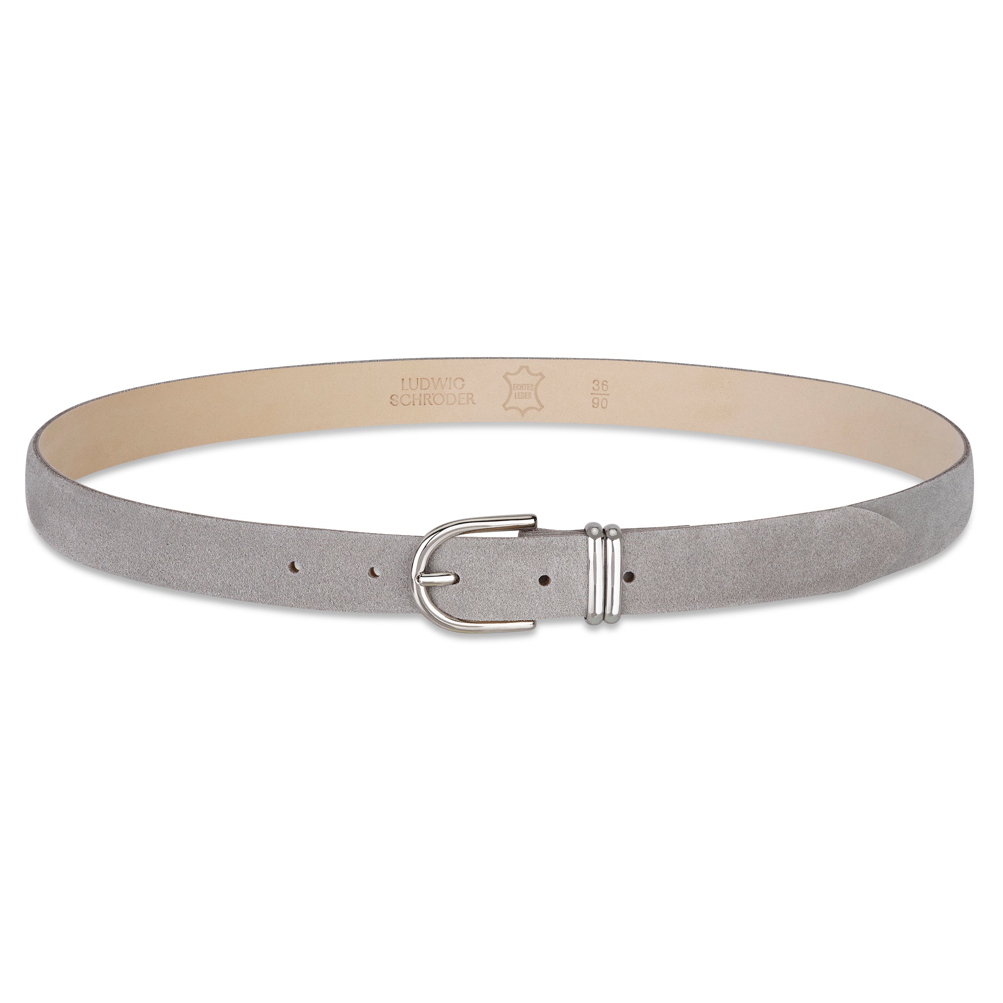 Damen Wildledergürtel „Leni" in Hellgrau – 2,5 cm, hochwertiges Veloursleder