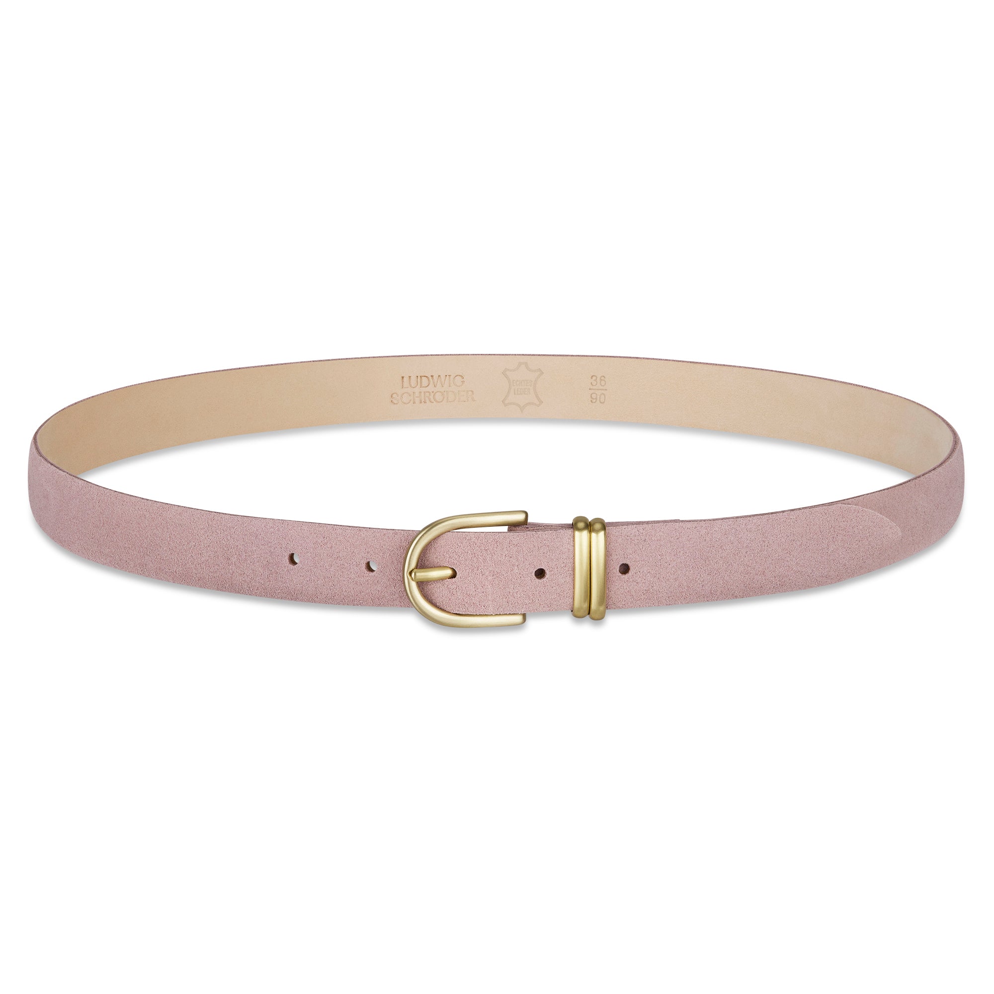 Damen Wildledergürtel „Leni" in Rosa – 2,5 cm, hochwertiges Veloursleder