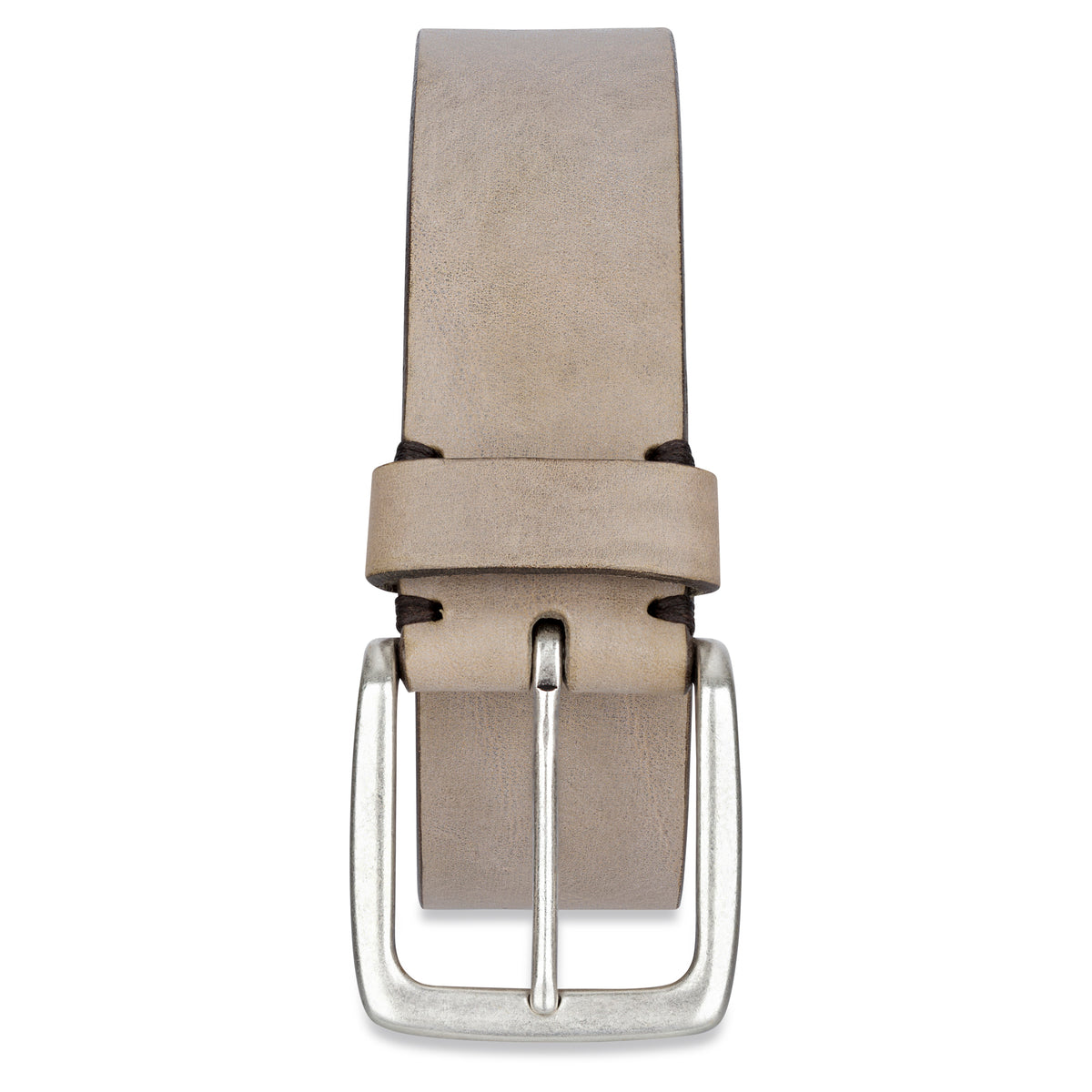 Grauer Herren Ledergürtel "Elias": 4 cm breit, handgefertigt aus hochwertigem Rinderhals-Leder - 3,5mm dick