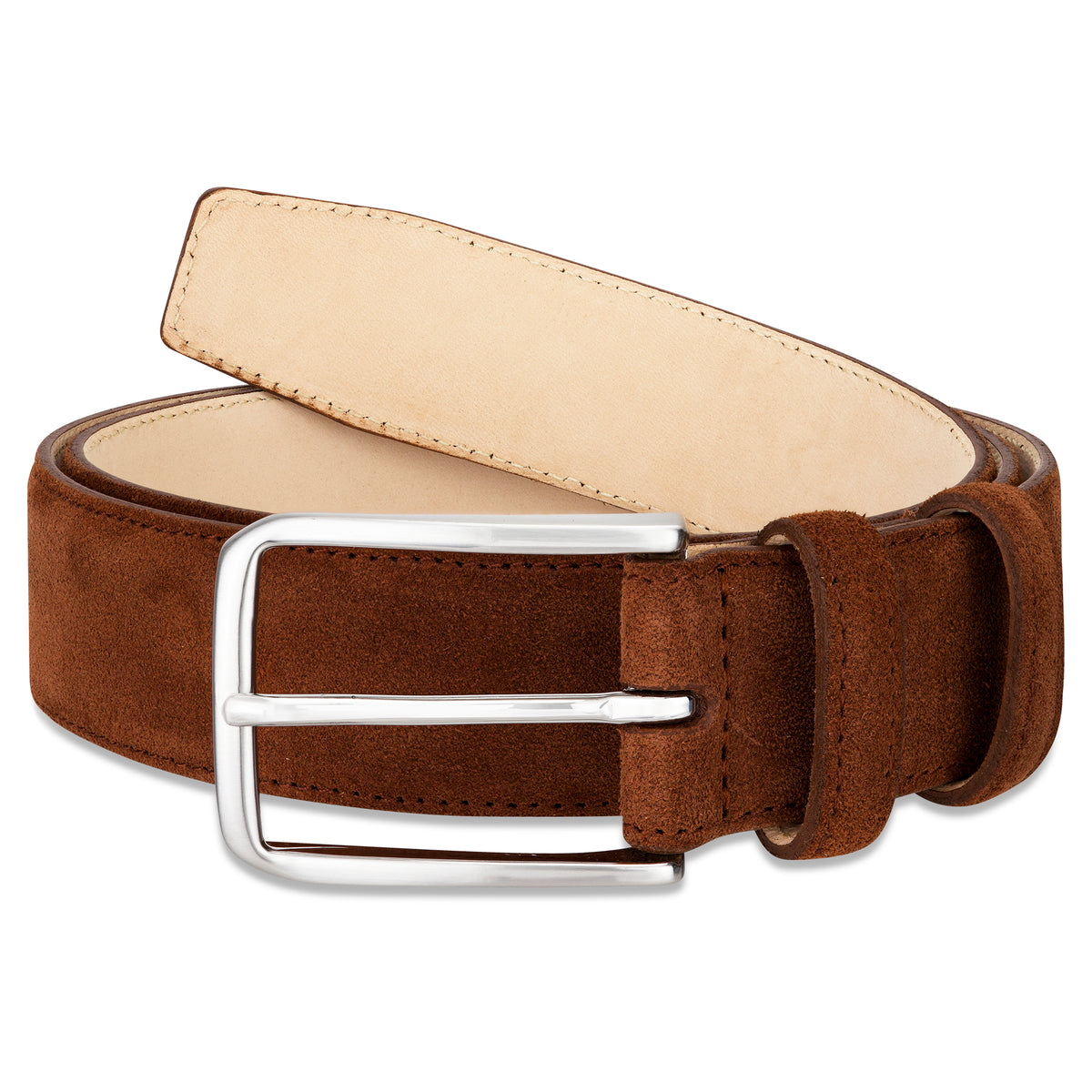 Herren Wildledergürtel „Giovanni“ in Cognac – 3,5 cm, hochwertiges Veloursleder