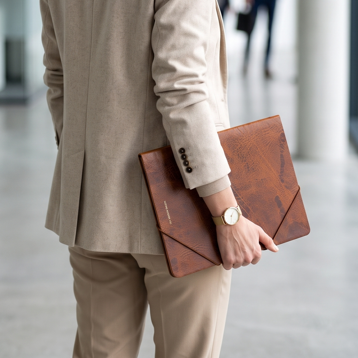 DIN A4 Dokumentenmappe „HUGO“ aus hochwertigem Leder in Gipsy Cognac – Edel und nachhaltig