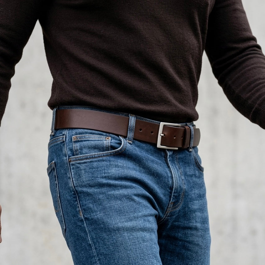 Bestseller: Herren Jeansgürtel „Vincent“ in Braun – 4 cm, satt, griffig & anschmiegsam