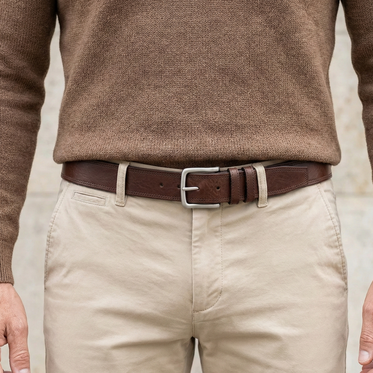 Brauner Herren Jeans Ledergürtel „Vittorio“: 4 cm breit, weicher Gürtel aus hochwertigem Rindleder aus der Toskana