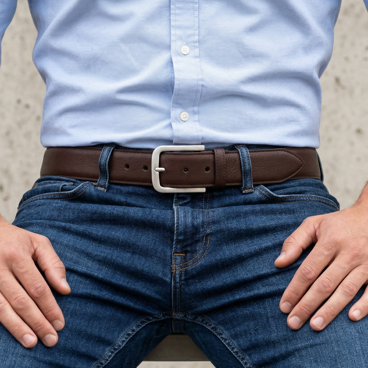 Herren Ledergürtel „Alexander“ in Braun – 4 cm, weiches Kobel-Sattelsitzleder mit warmer, wachsiger Haptik